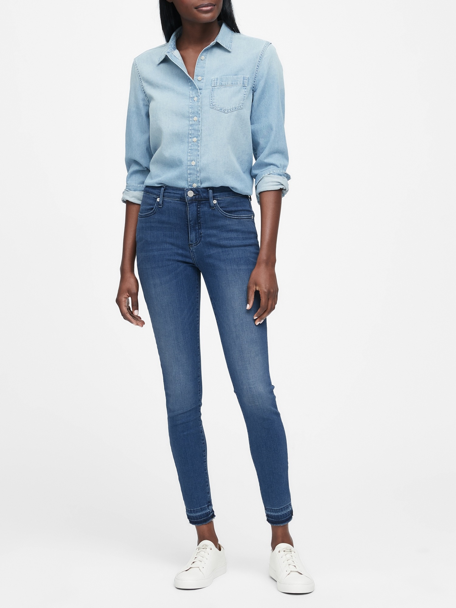 High-Rise Legging Luxe Sculpt Jean with Fray Hem