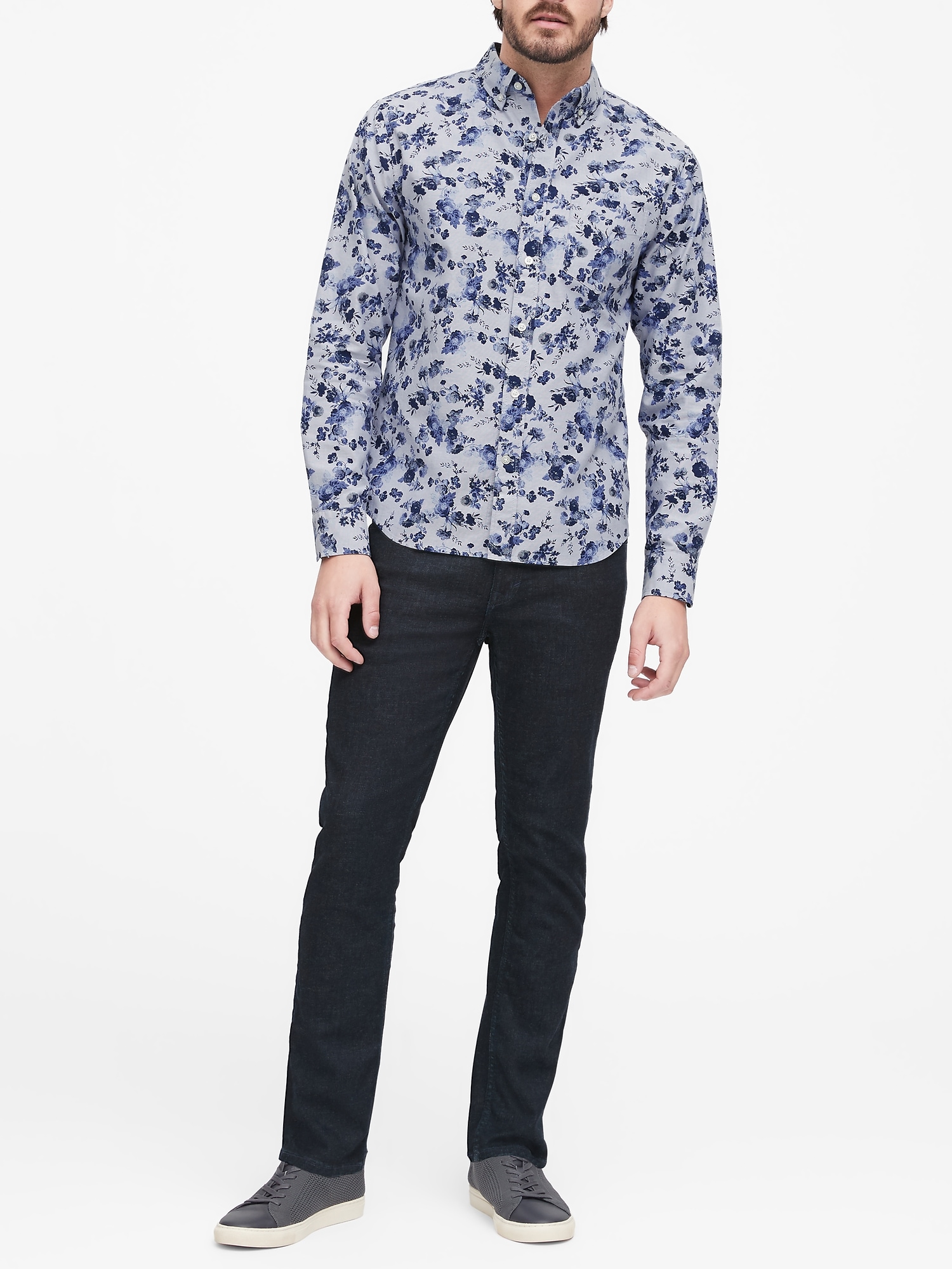 Untucked Slim-Fit Cotton Oxford Shirt