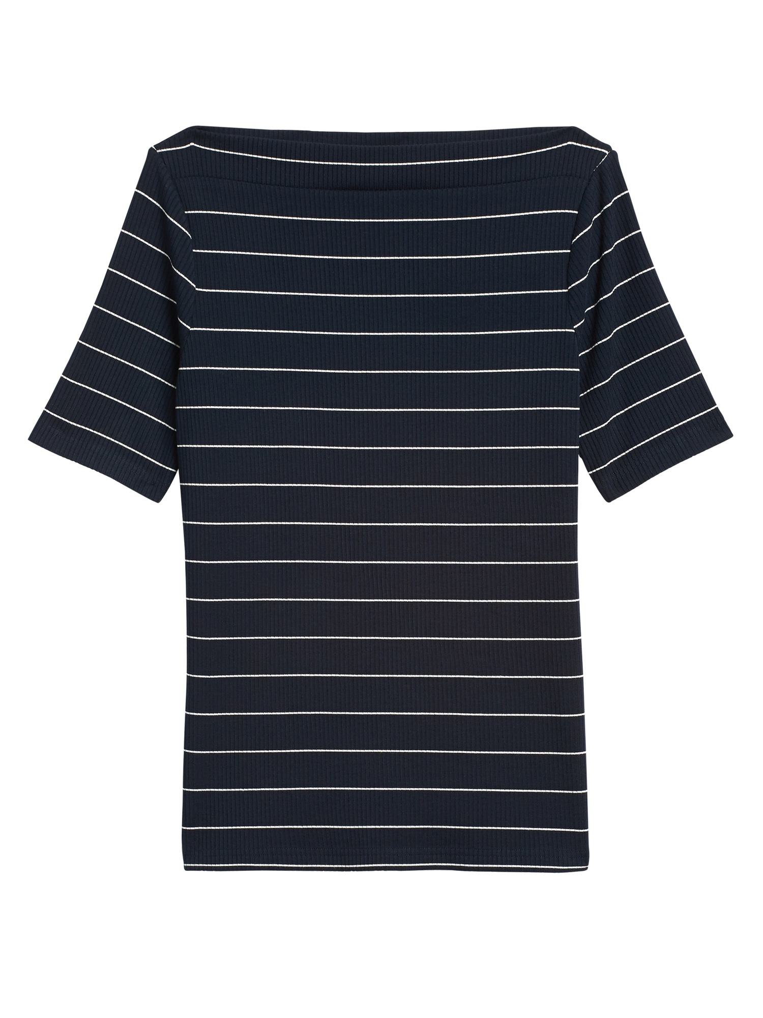 Ribbed Boat-Neck Top