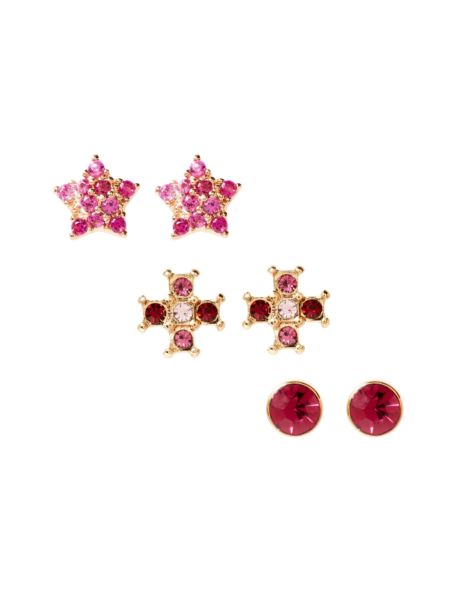 Rose Gold Multi Stud Earrings Set