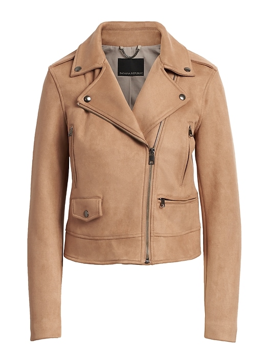 Petite Vegan Suede Moto Jacket