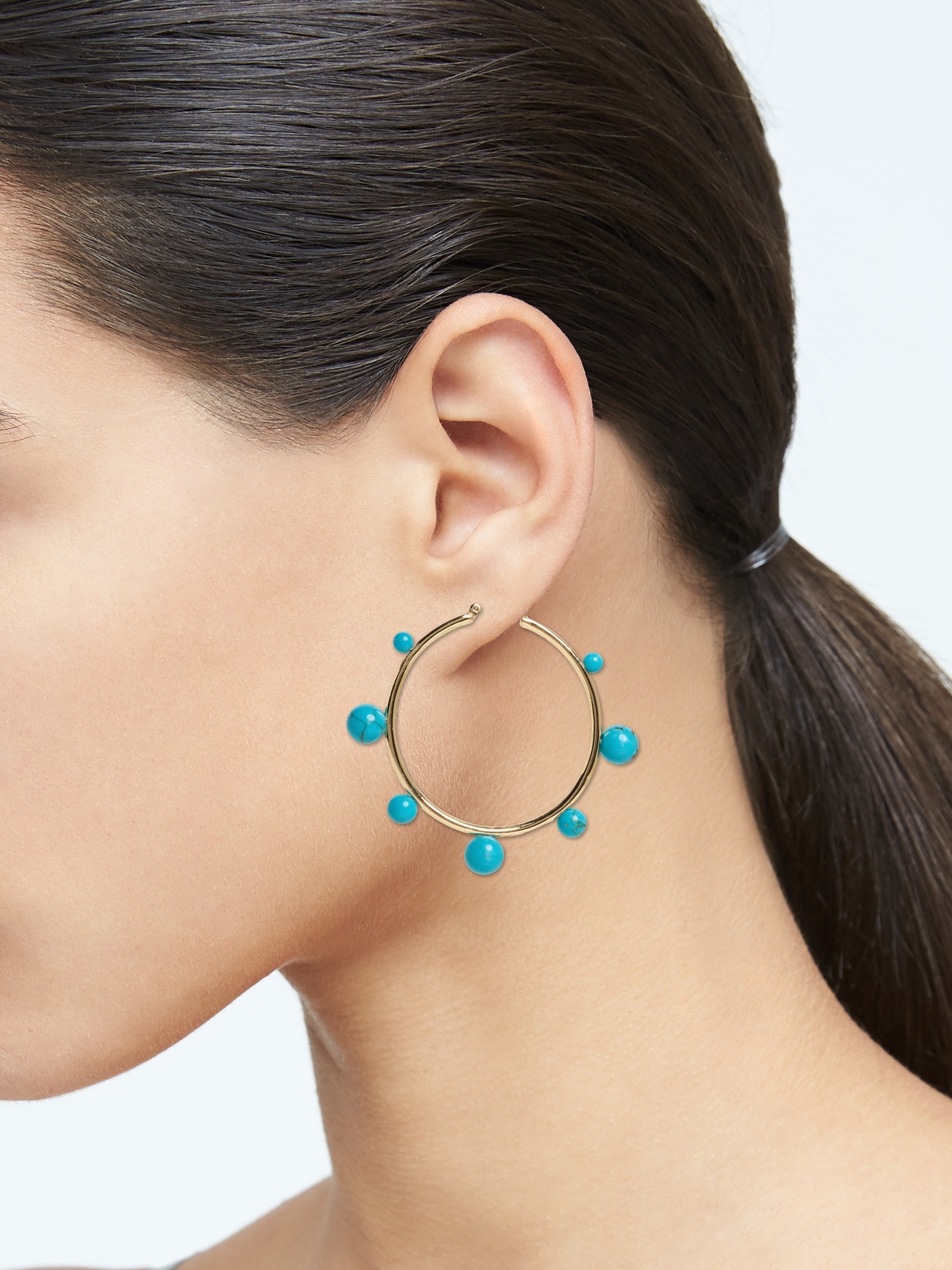 Turquoise Bauble Hoop Earrings