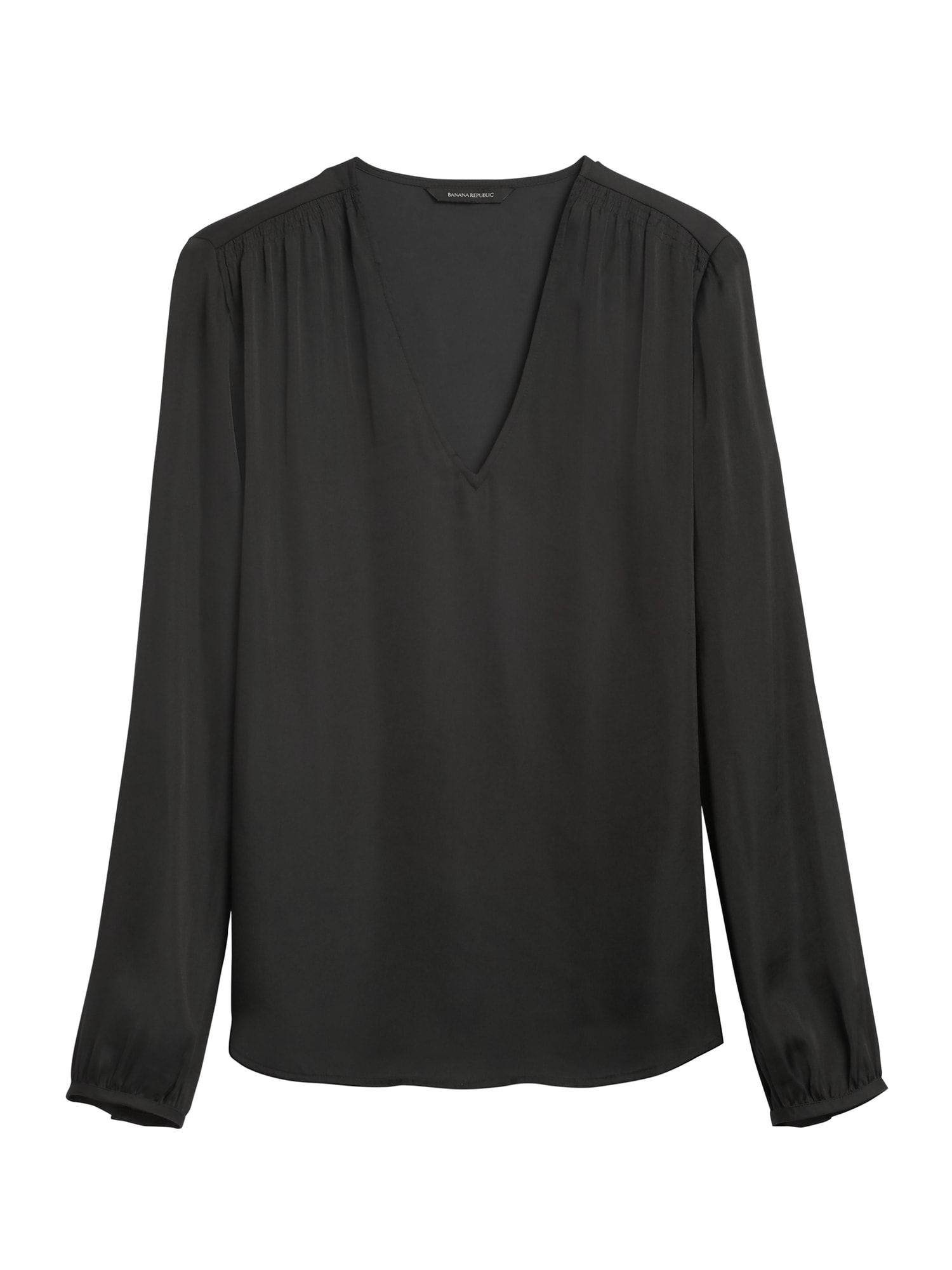 Soft Satin Smocked Blouse | Banana Republic