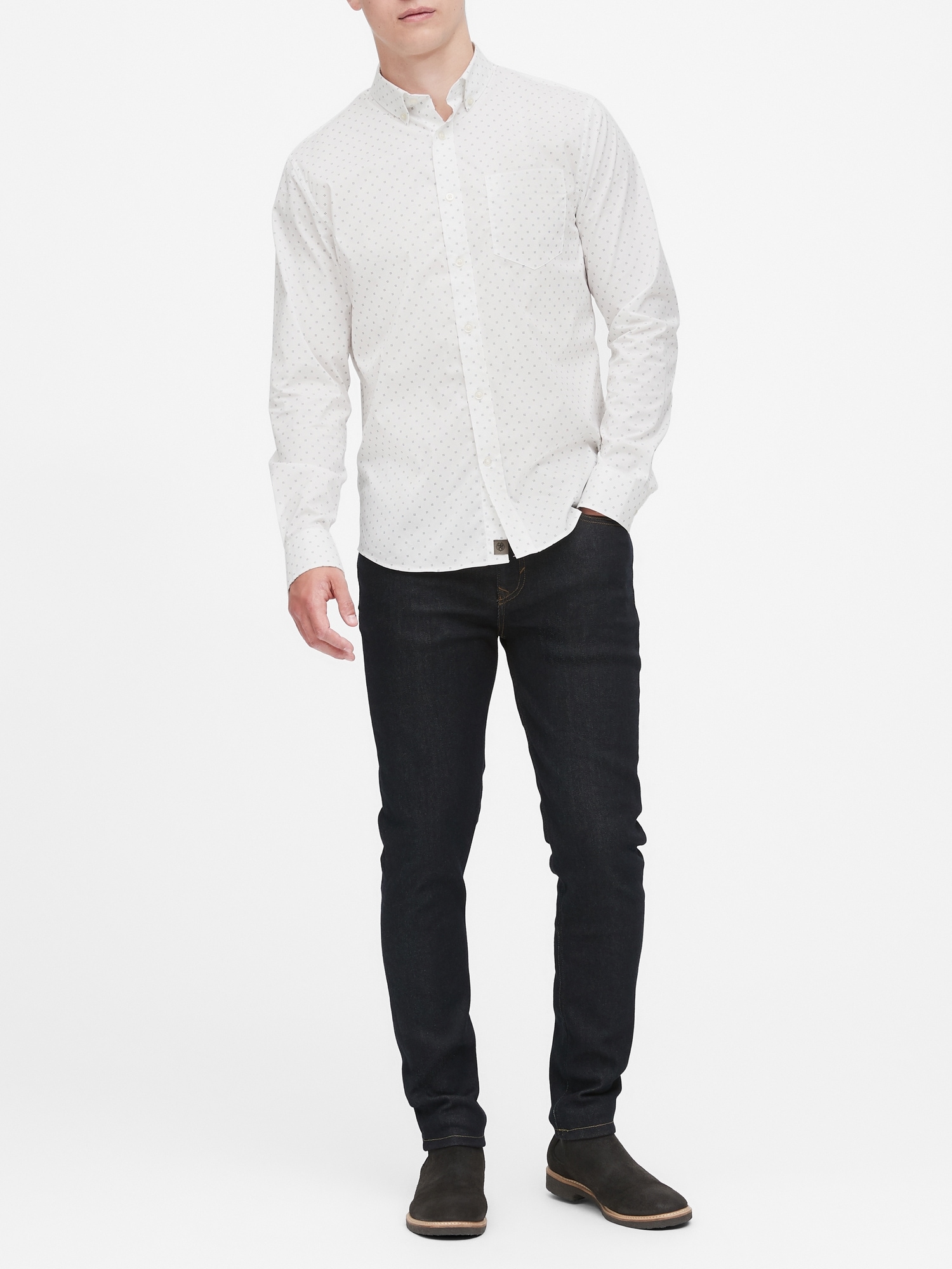 Untucked Slim-Fit Tech-Stretch Cotton Shirt