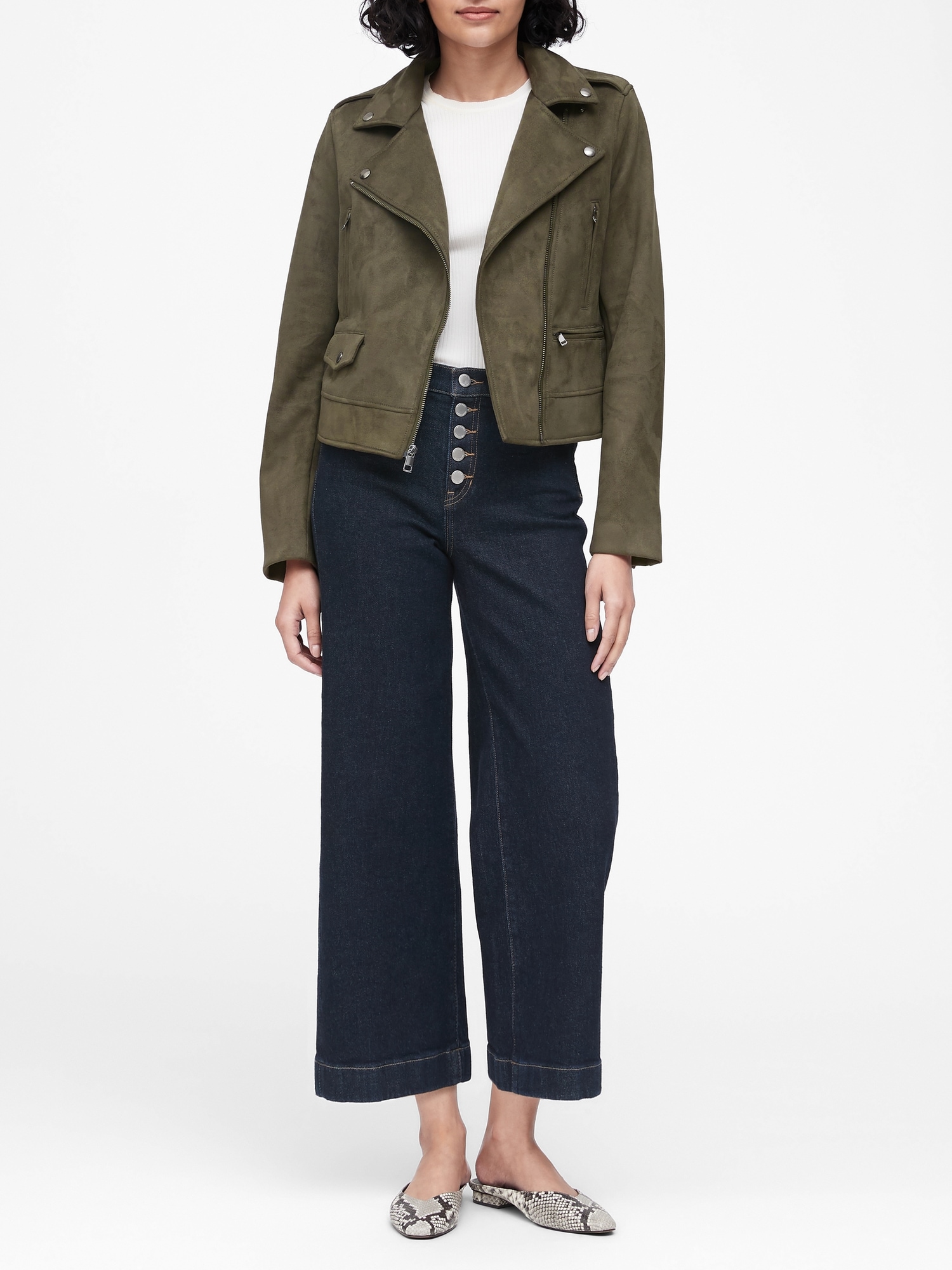 Jaqueta Banana Republic Vegan Suede Moto Bege - Compre Agora