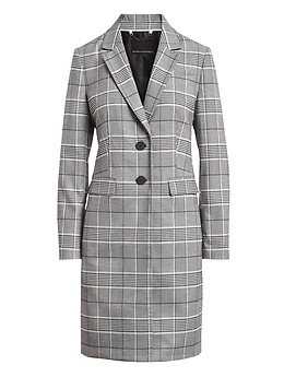 Banana Republic Women's Isola Melton Hourglass Topcoat Neutral Plaid Size Xs