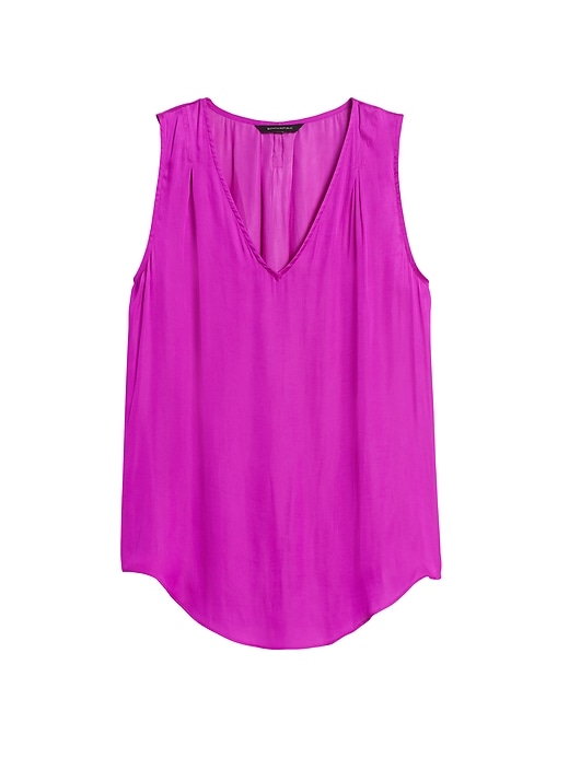 Banana Republic Petite Soft Satin Pleated Drapey Tank. 1