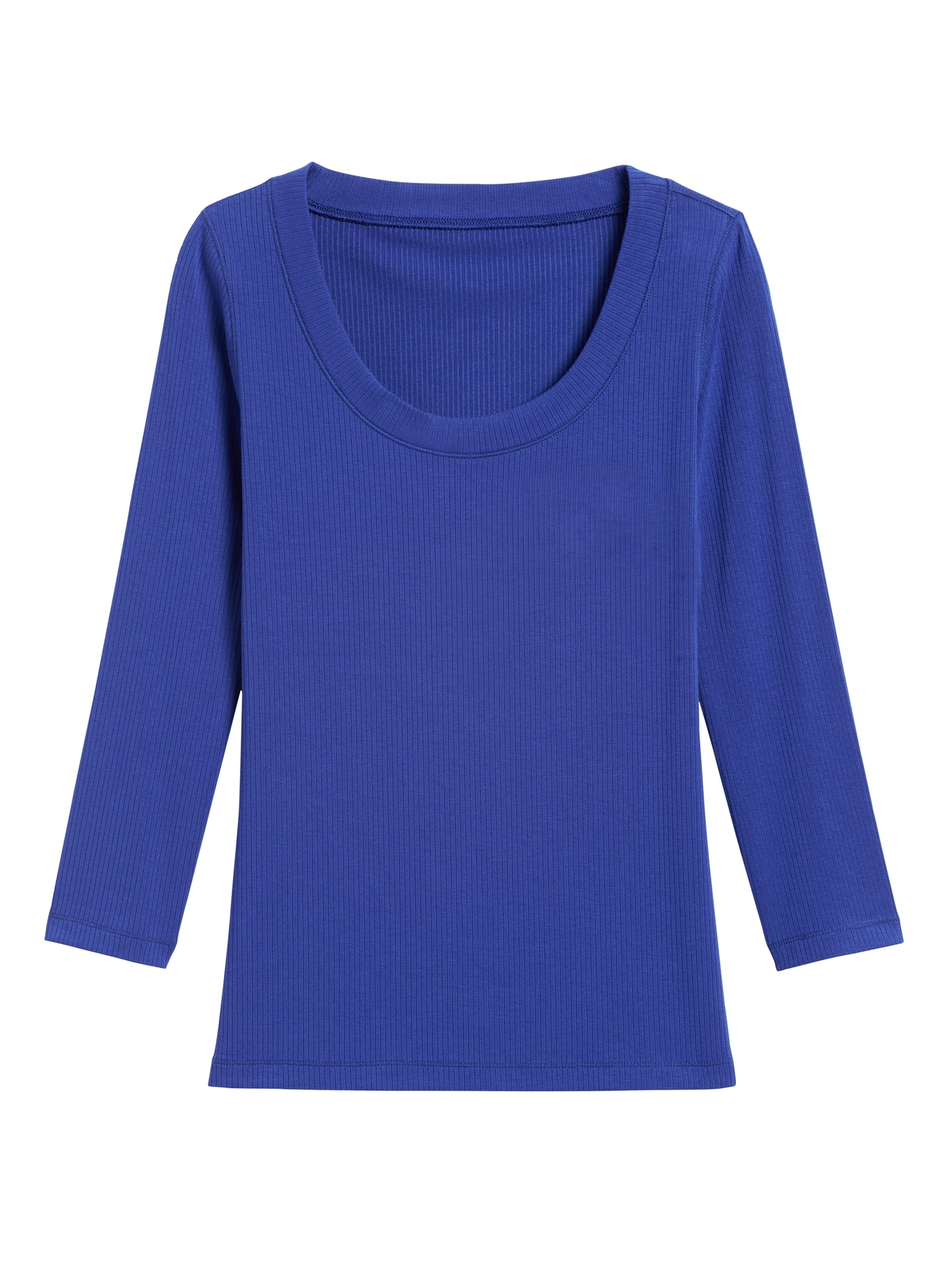 Ribbed Scoop-Neck T-Shirt