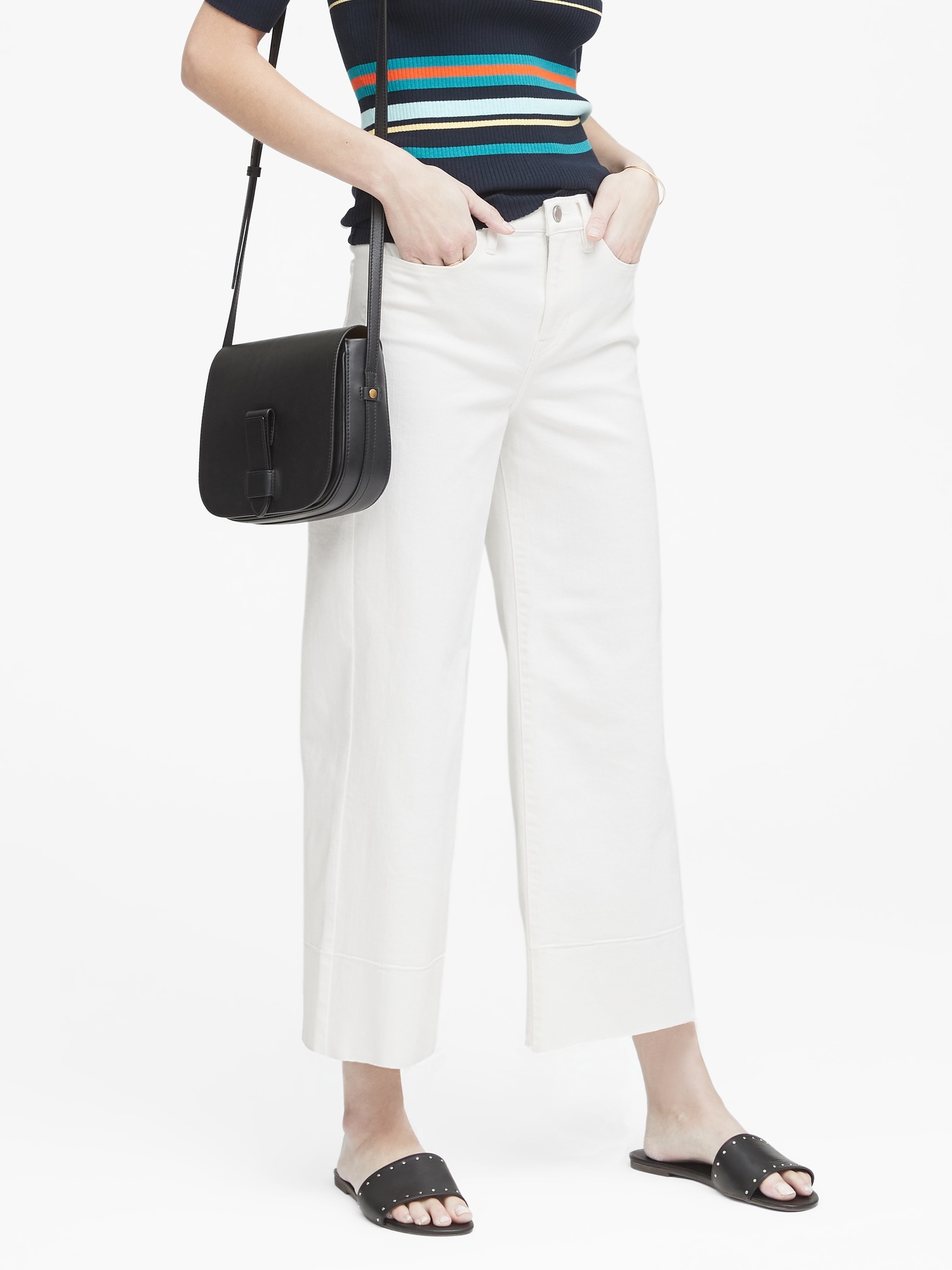 Petite High-Rise Wide-Leg Cropped Jean with Raw Hem