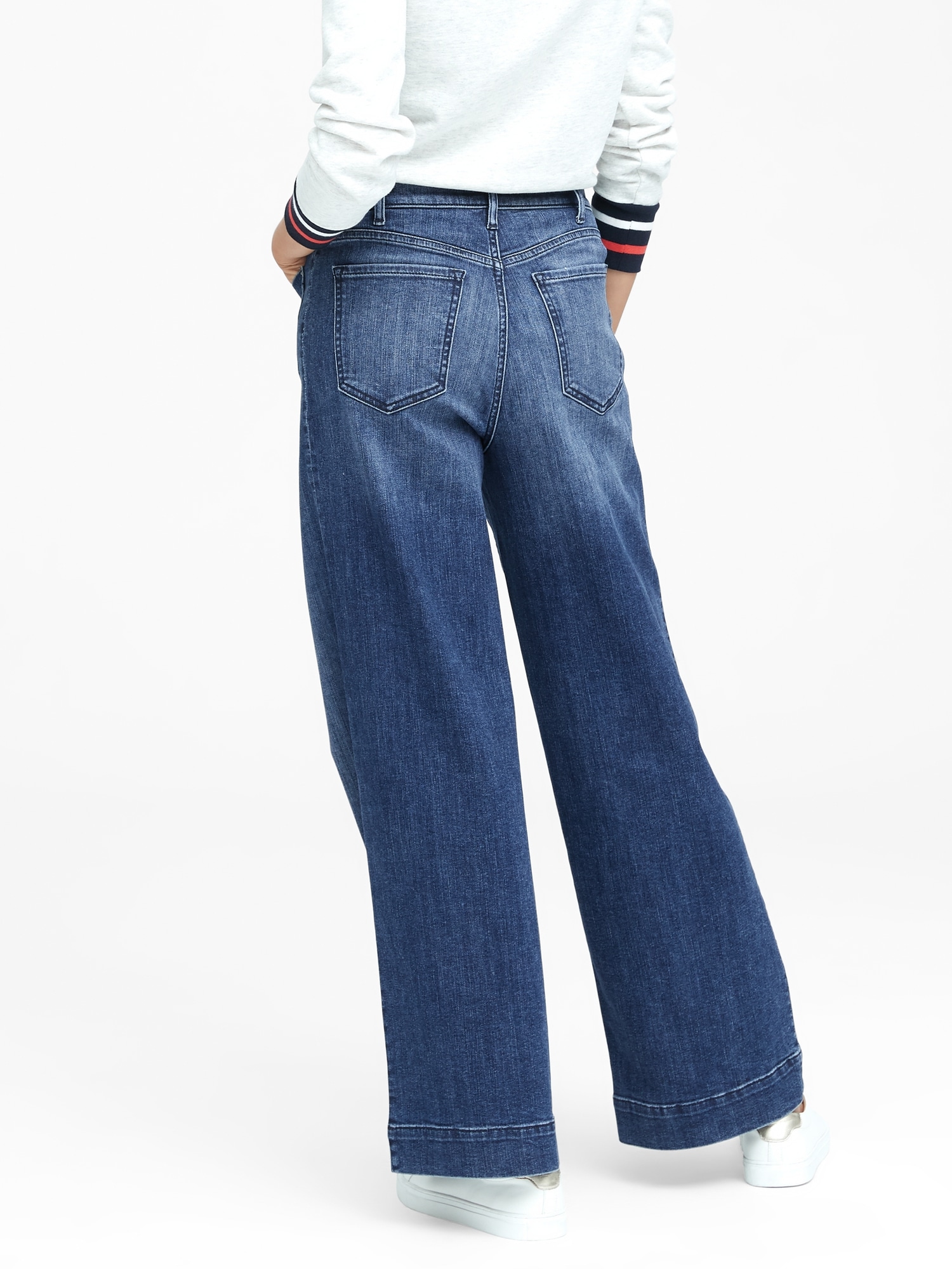 High-Rise Wide-Leg Patch Pocket Jean