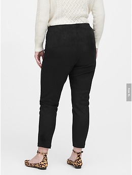 Banana Republic women's faux suede pants in black. - Depop