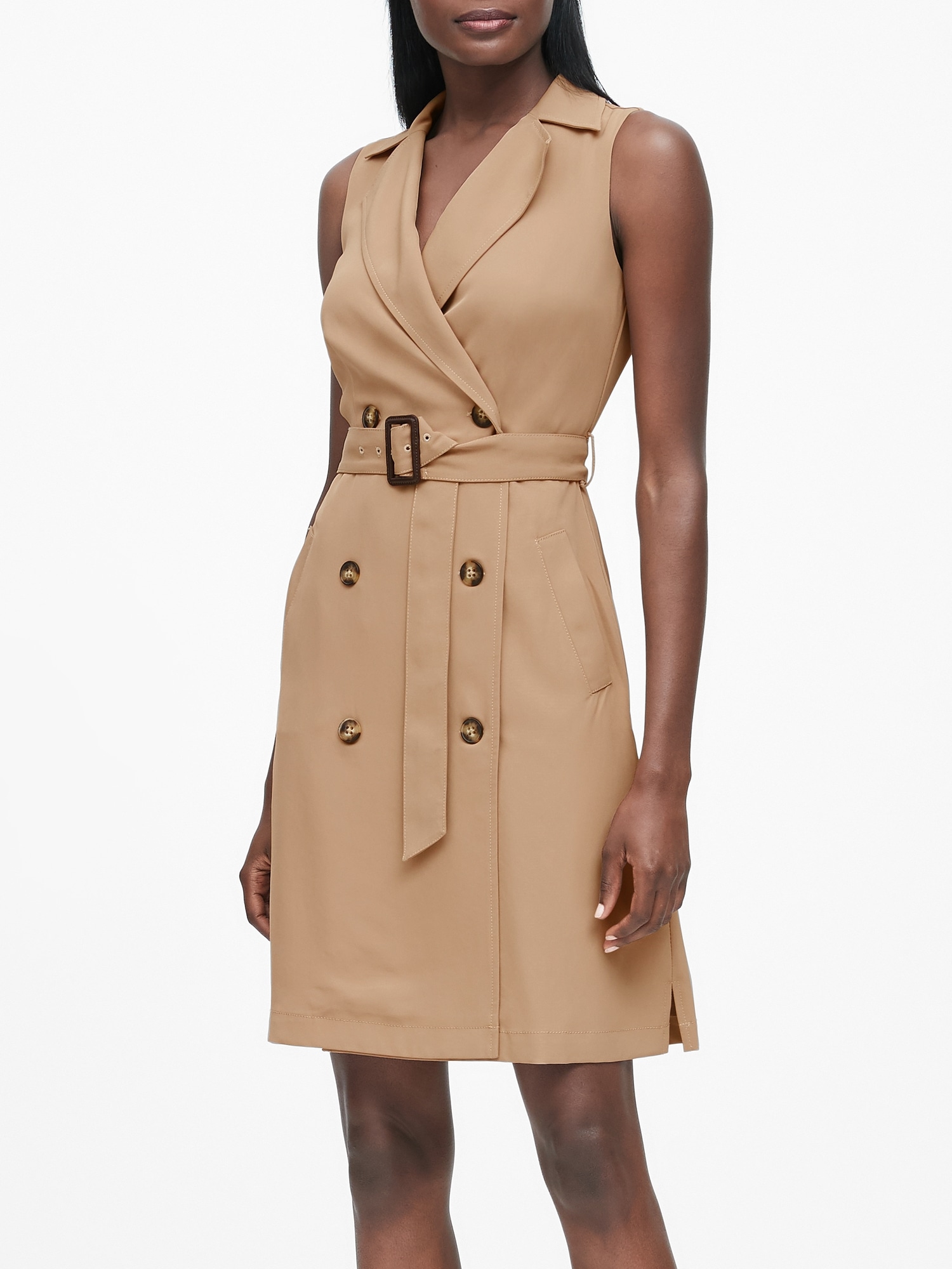 Petite Double-Breasted Trench Dress