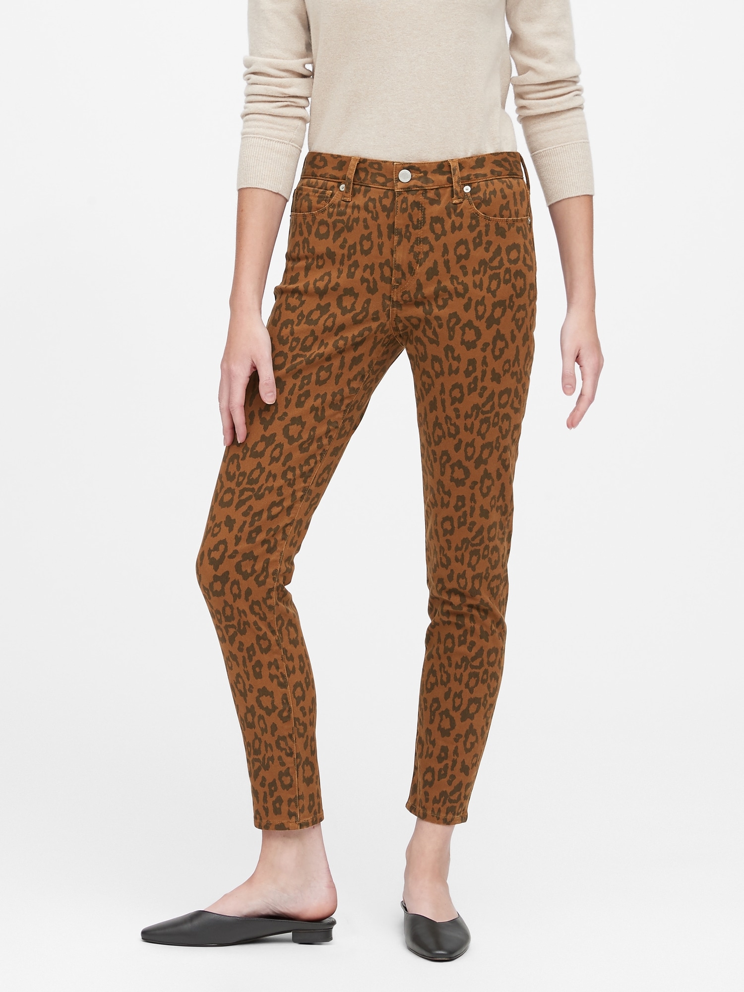 Mid-Rise Skinny Leopard Jean