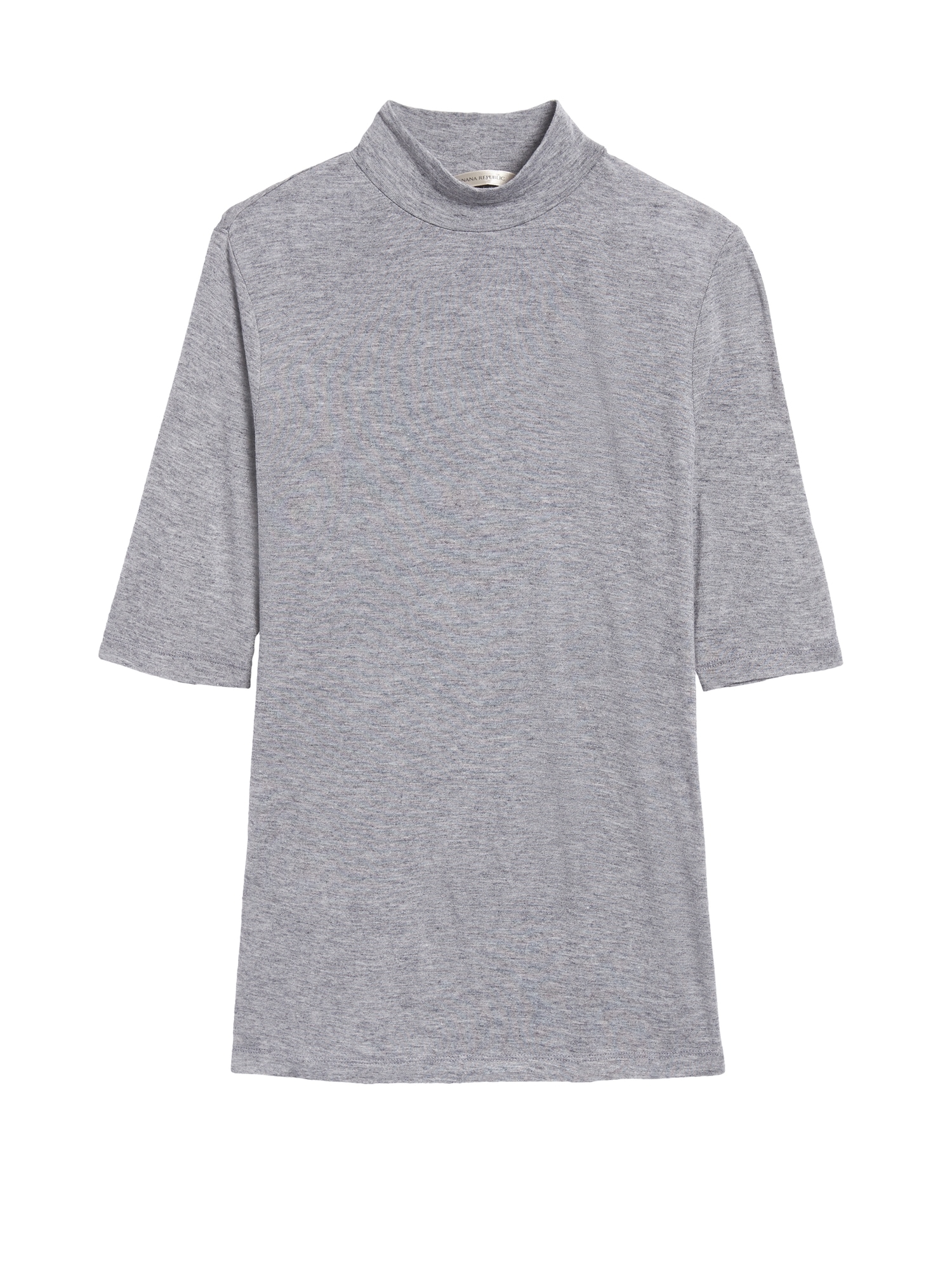 Rayon-Wool Mock-Neck T-Shirt