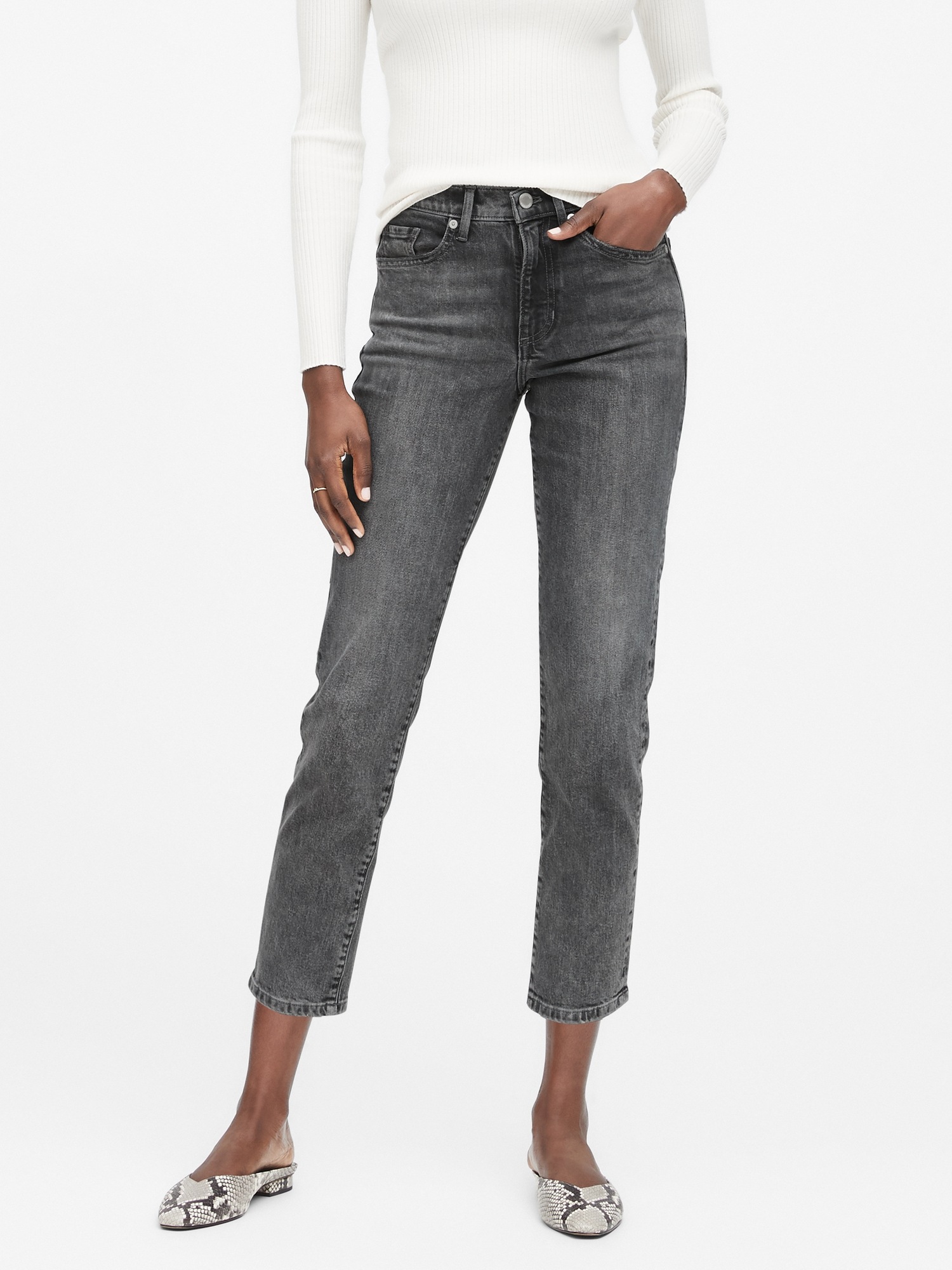 Petite High-Rise Straight-Fit Ankle Jean