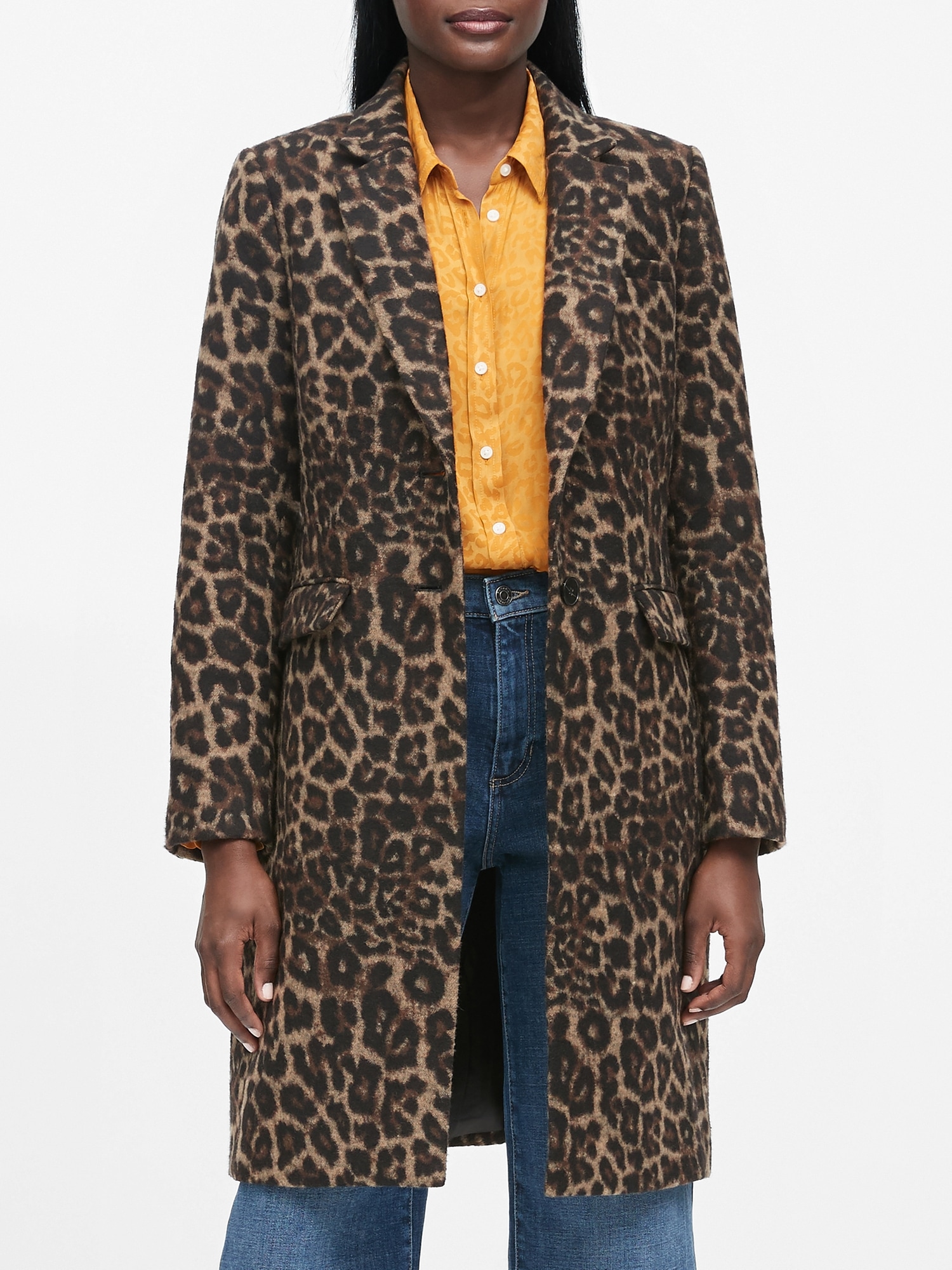 Petite Leopard Print Top Coat