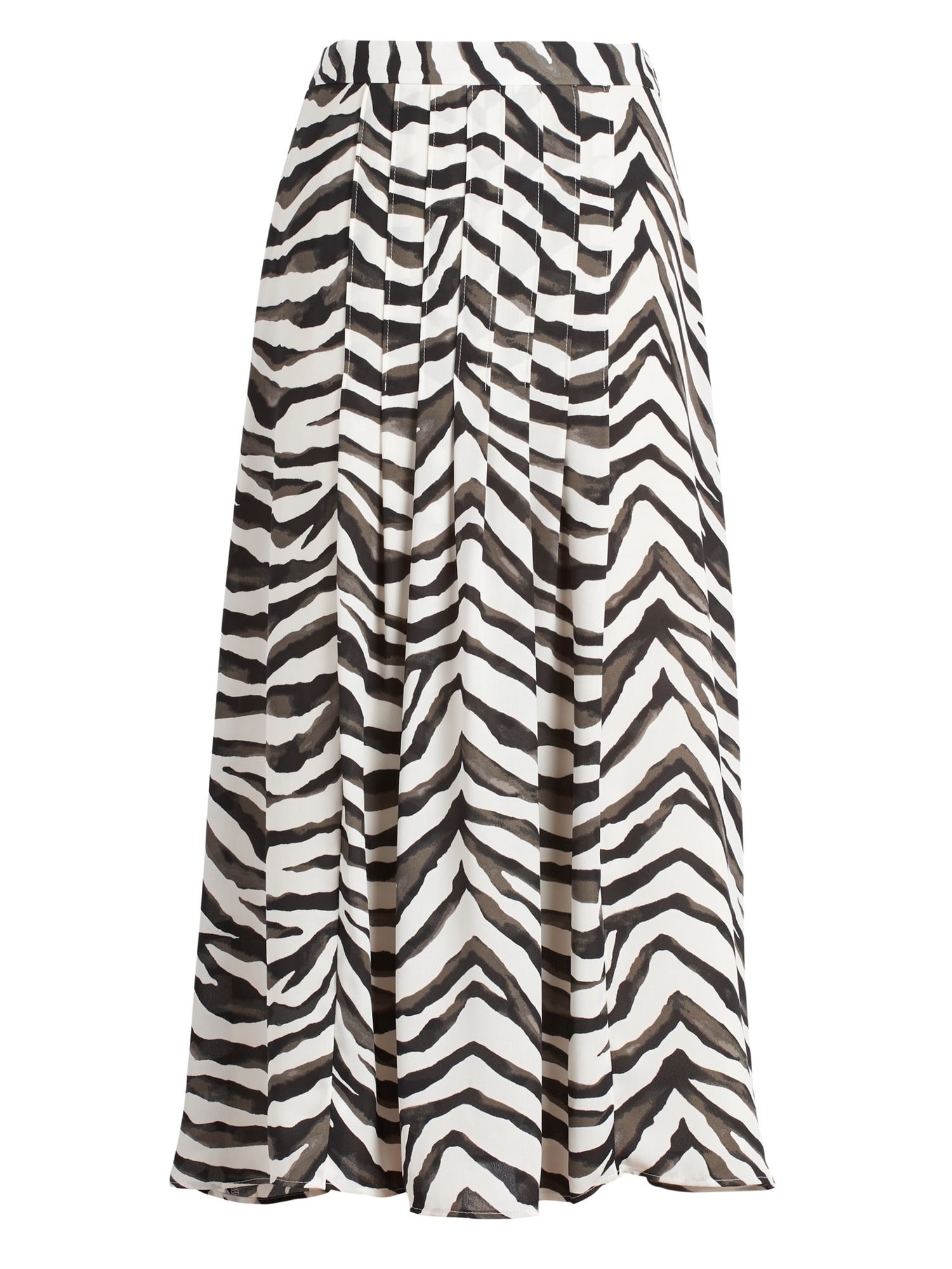 Petite Zebra Pleated Midi Skirt | Banana Republic