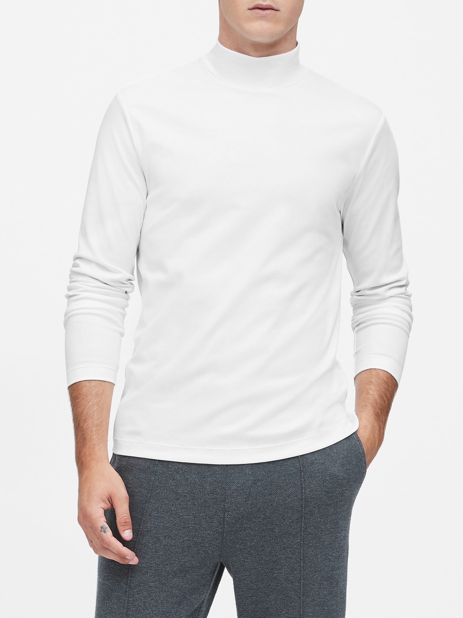 Luxury-Touch Mock-Neck T-Shirt