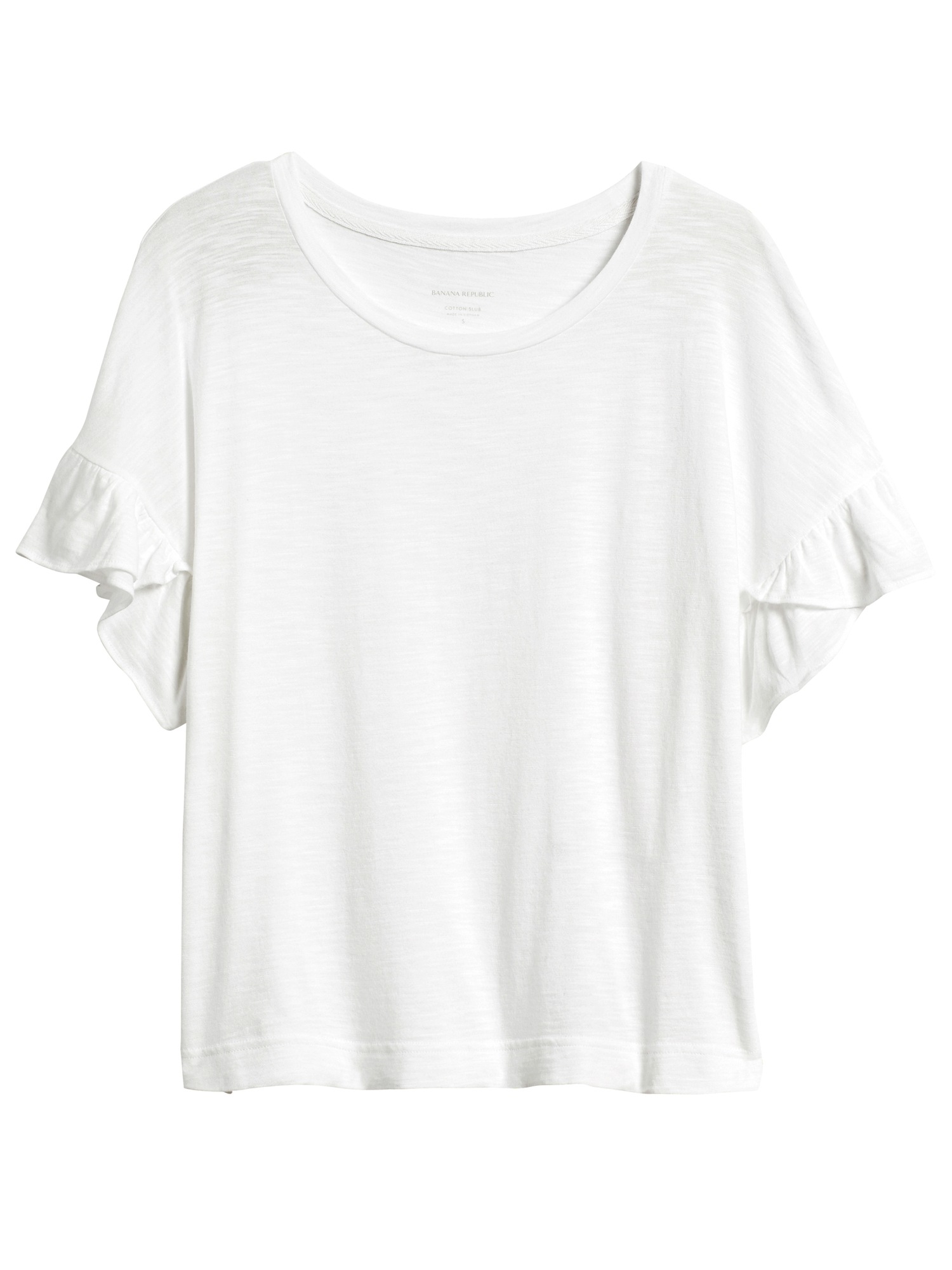 Slub Cotton-Modal Ruffled T-Shirt