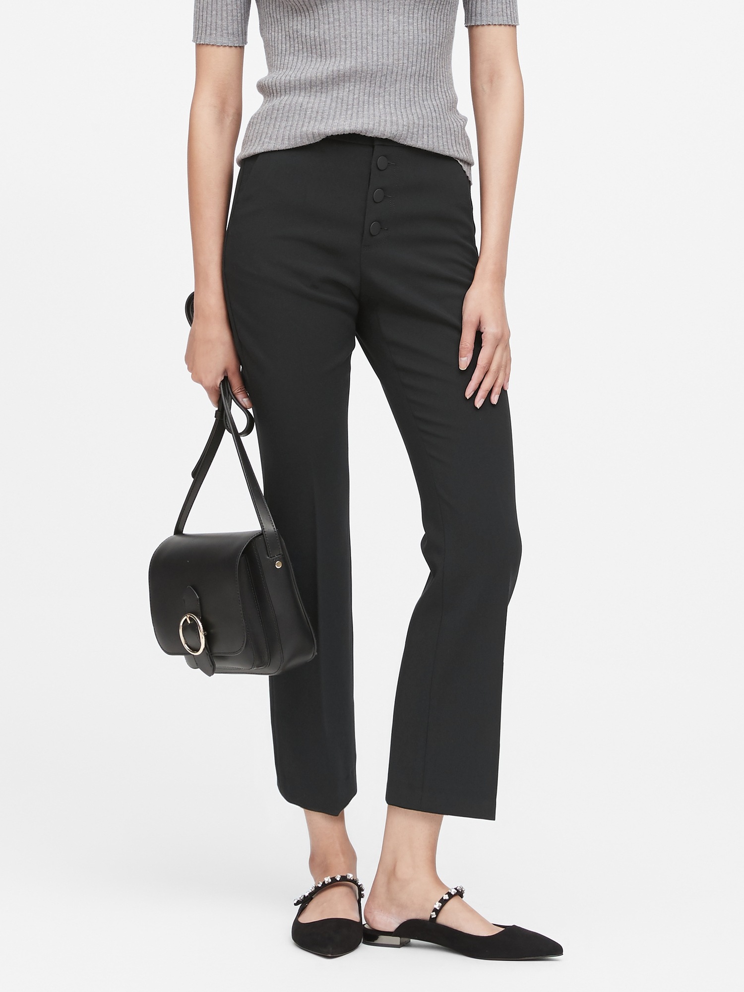 Petite High-Rise Crop Flare Button Fly Pant