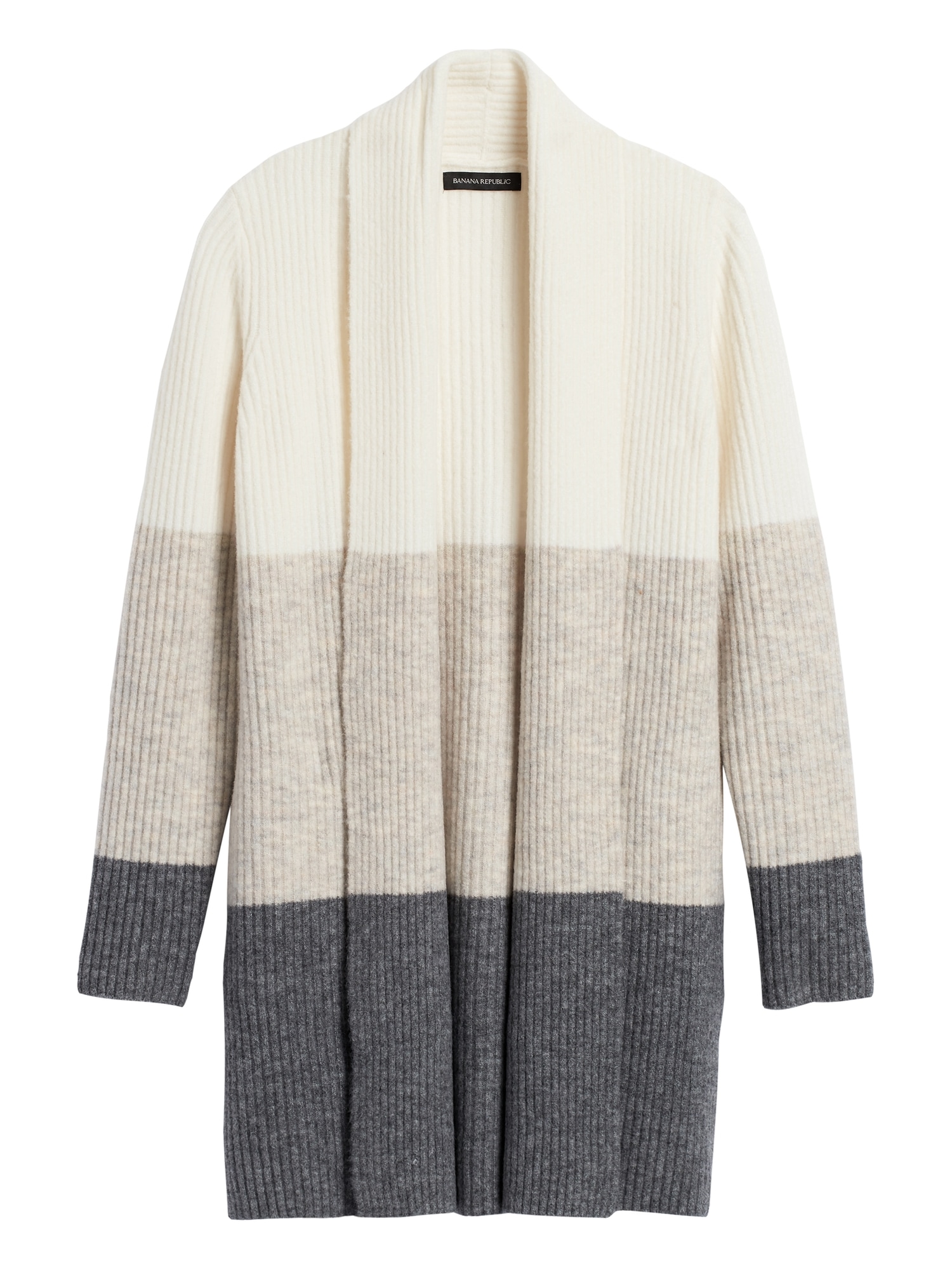 Color-Block Long Cardigan Sweater
