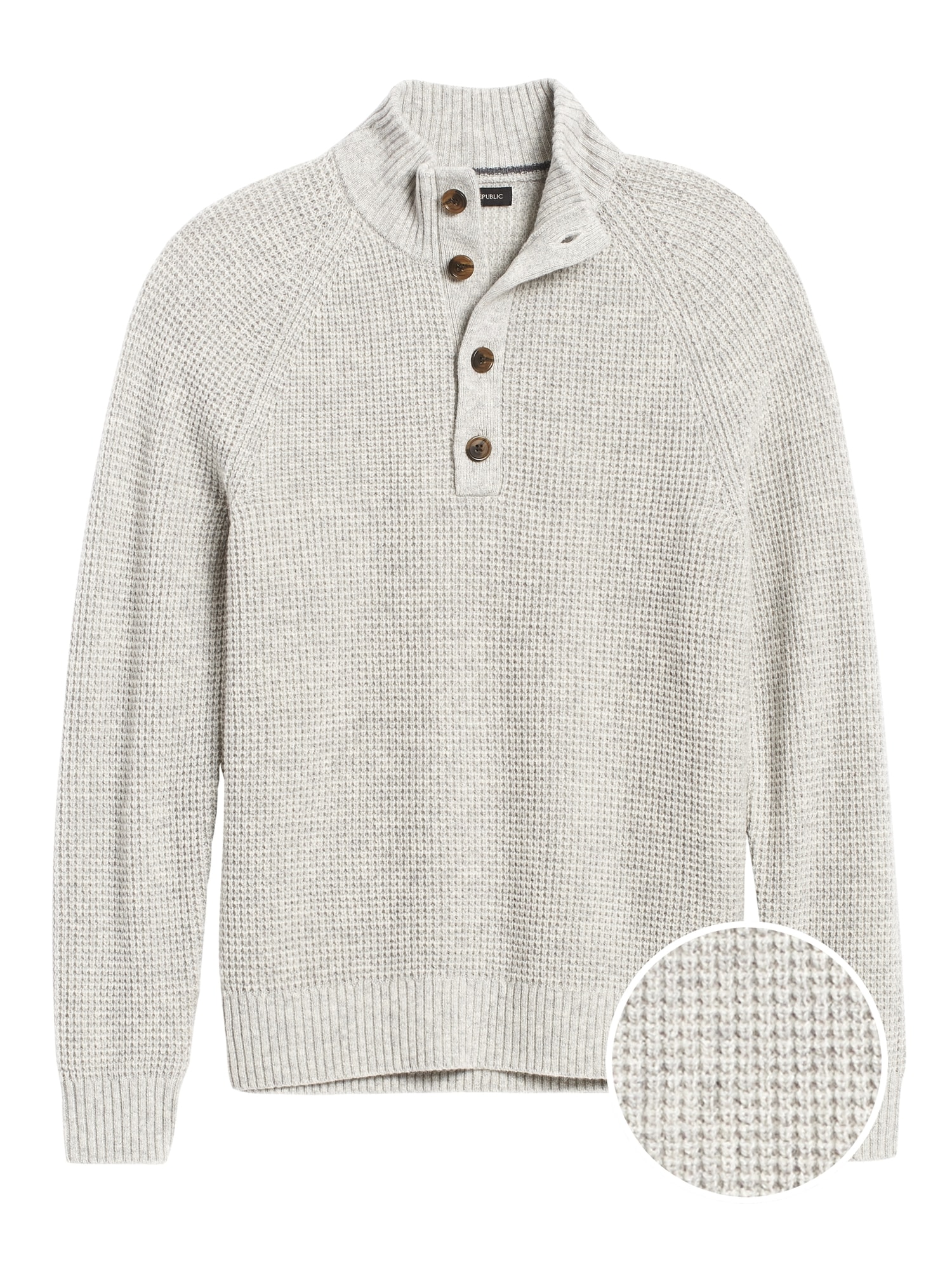 Waffle-Knit Mock-Neck Sweater
