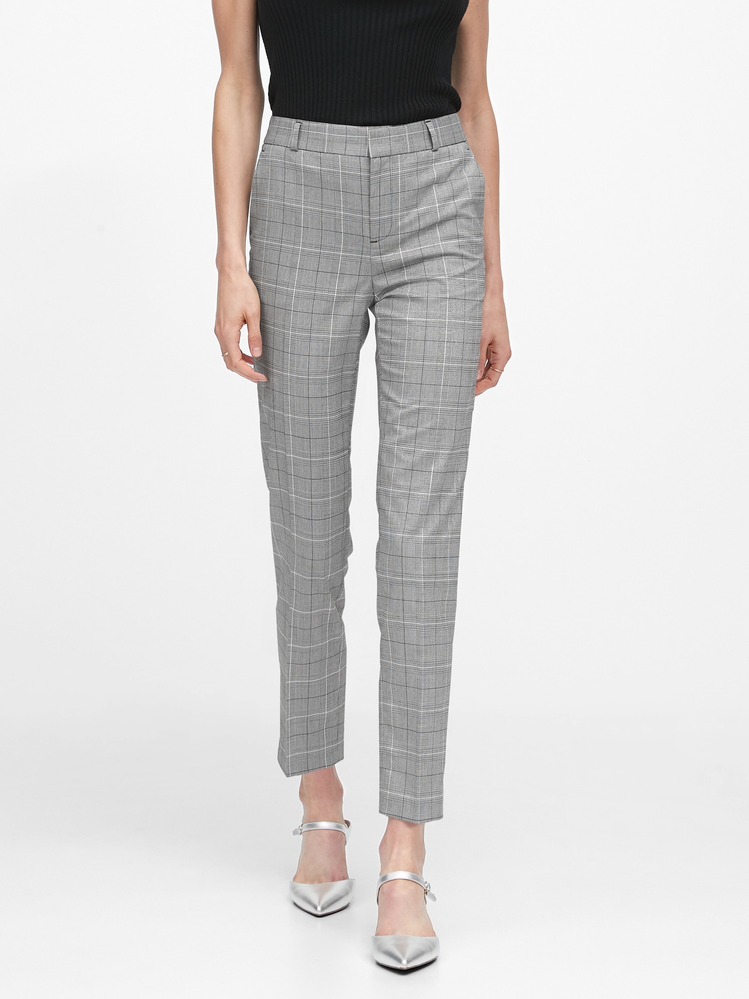 Avery Straight-Fit Metallic Ankle Pant