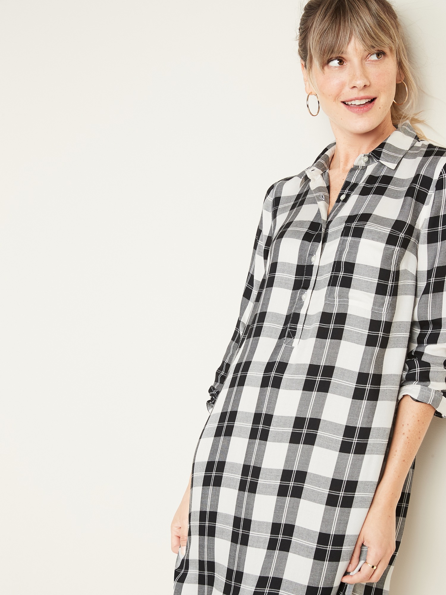 old navy plaid shirt dress