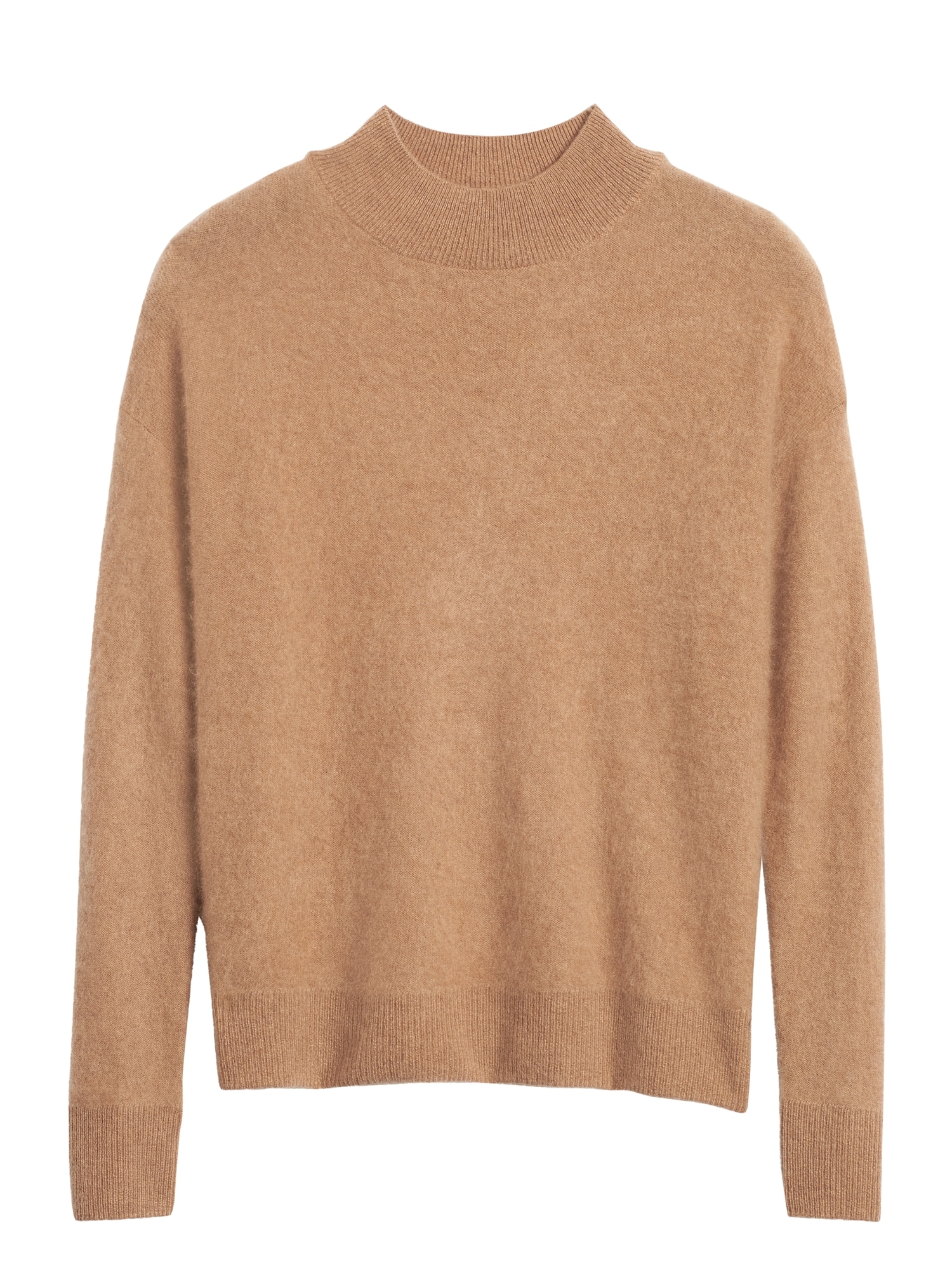 Brushed Cashmere Mock-Neck Sweater