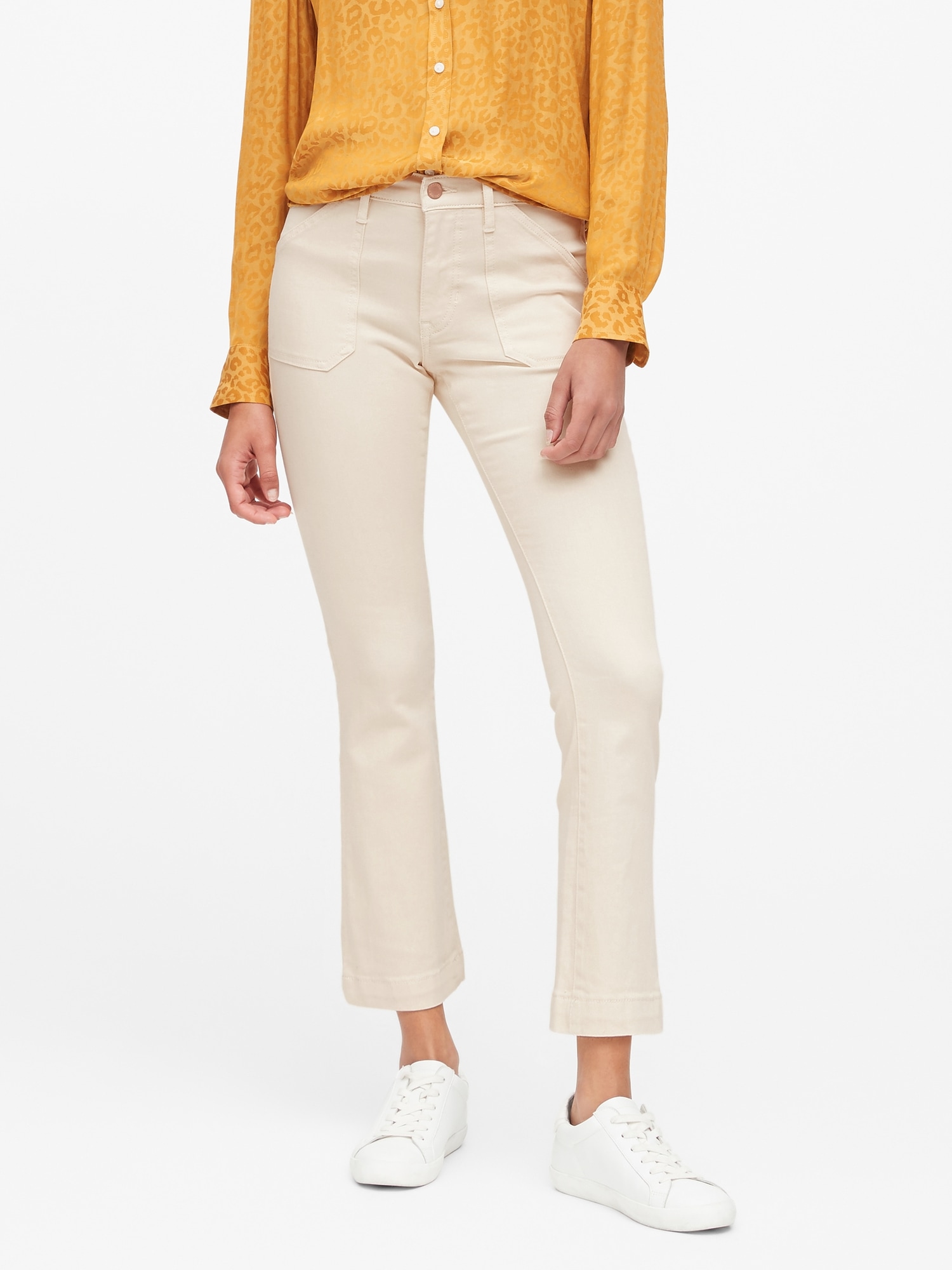 Mid-Rise Crop Flare Utility Jean