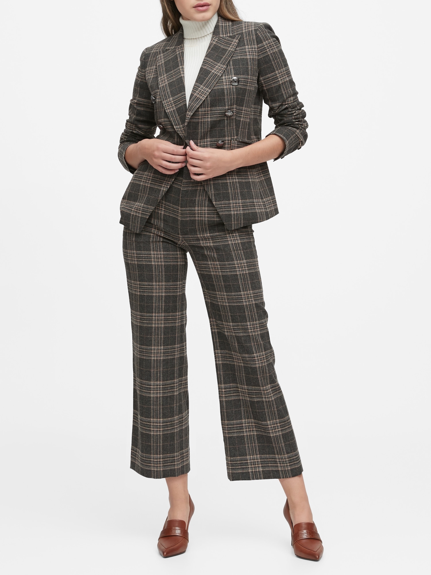 Petite Double-Breasted Flannel Blazer
