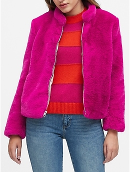 Pink fur 2025 bomber jacket