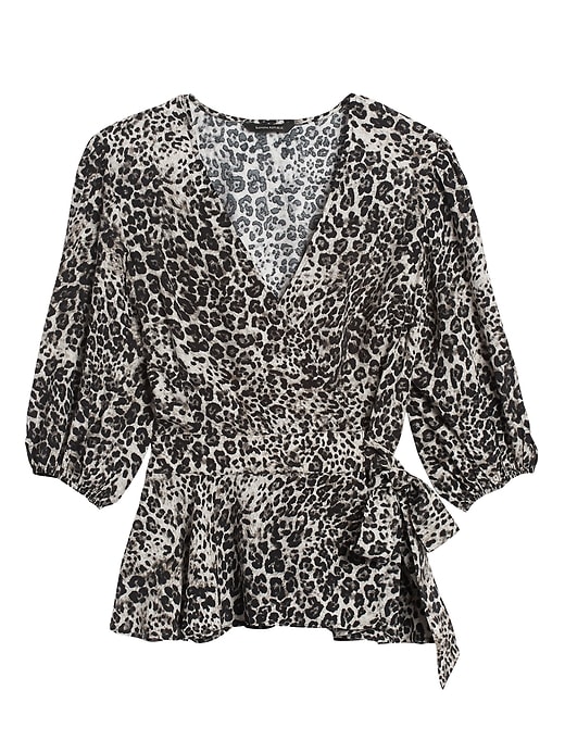 Print Peplum Wrap Top Banana Republic