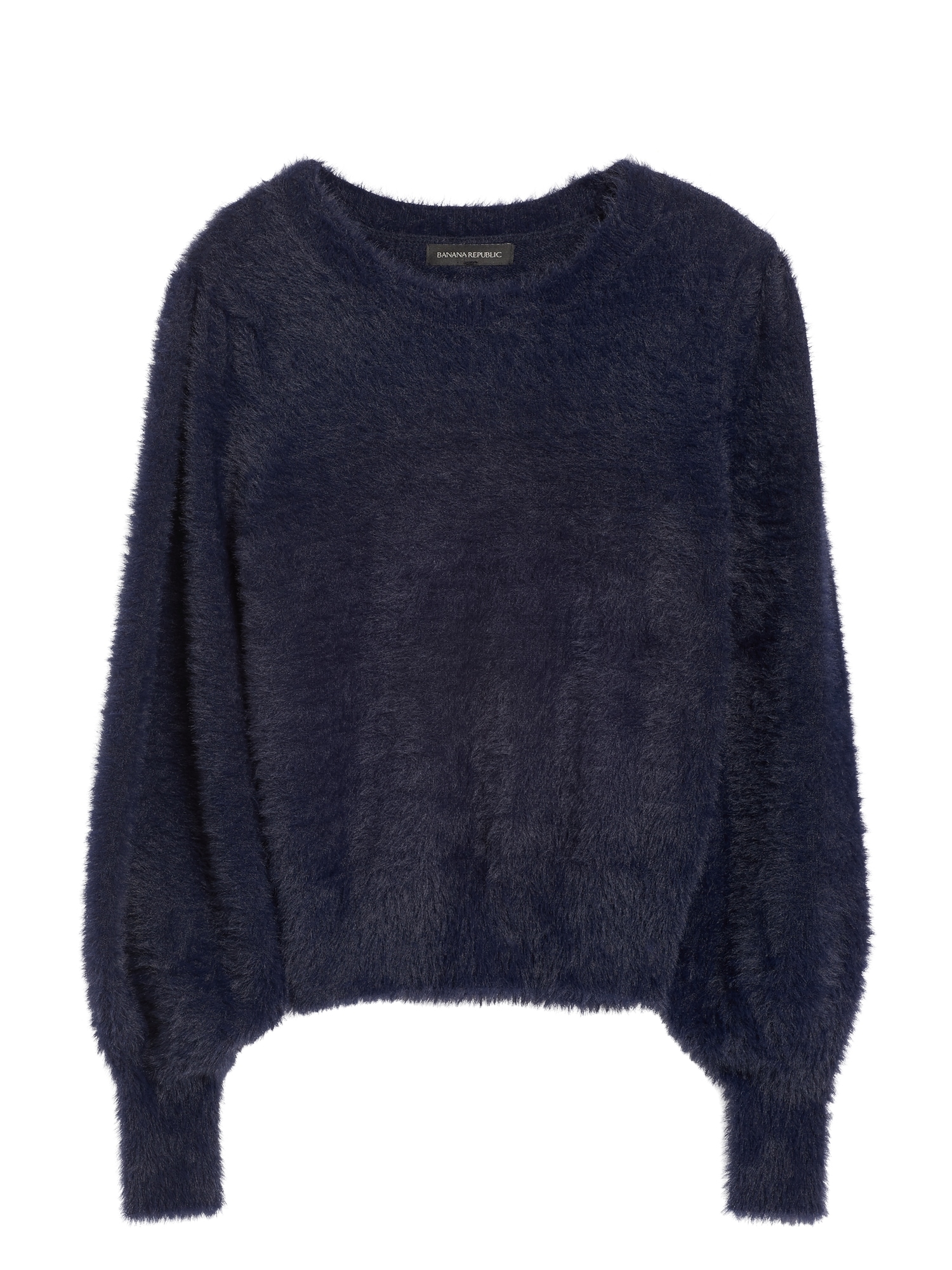 Fuzzy Puff-Sleeve Cropped Sweater