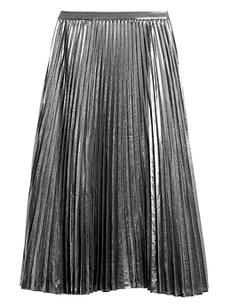 Silver metallic outlet pleated short skirt