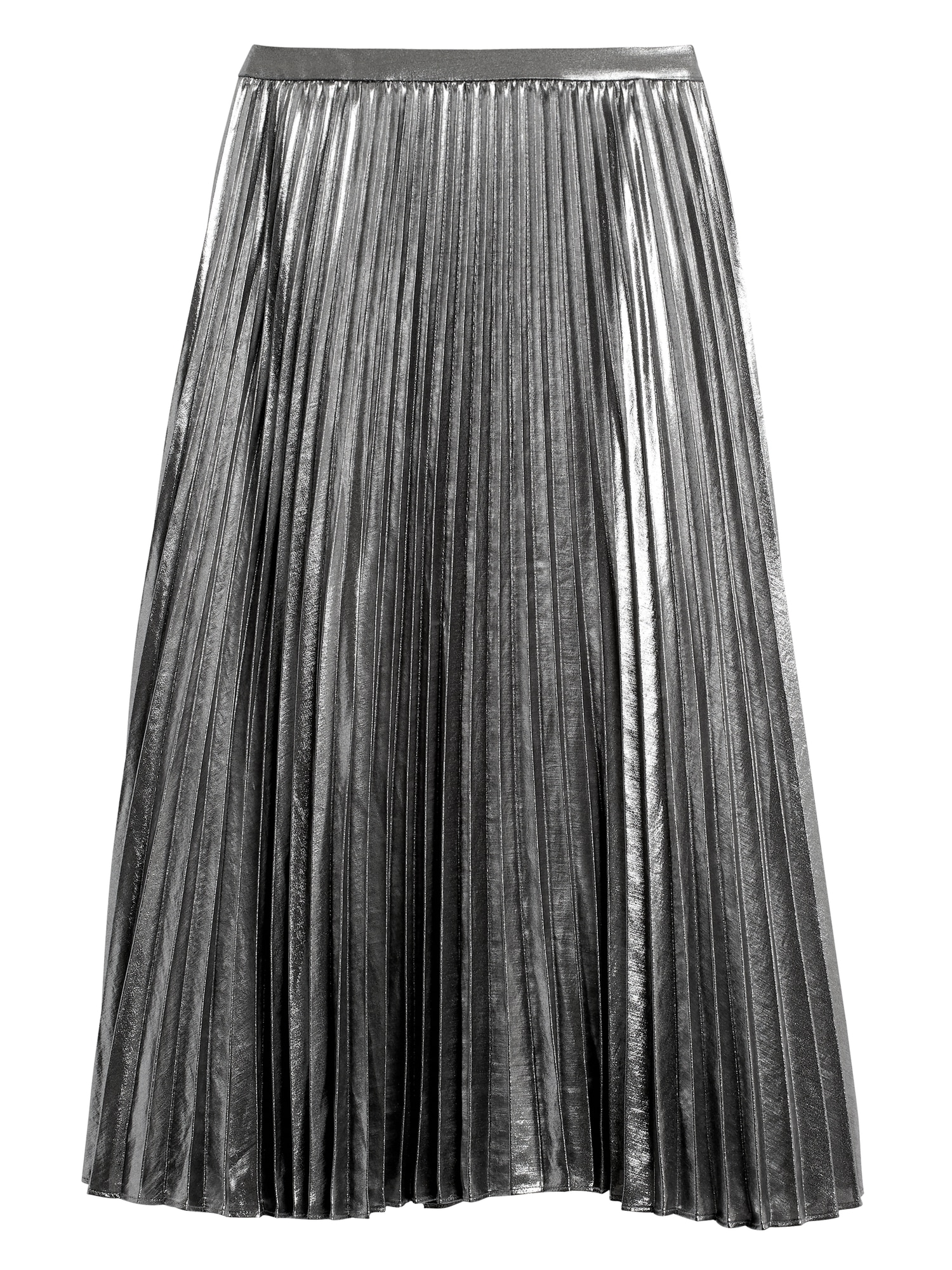 Petite Metallic Pleated Midi Skirt