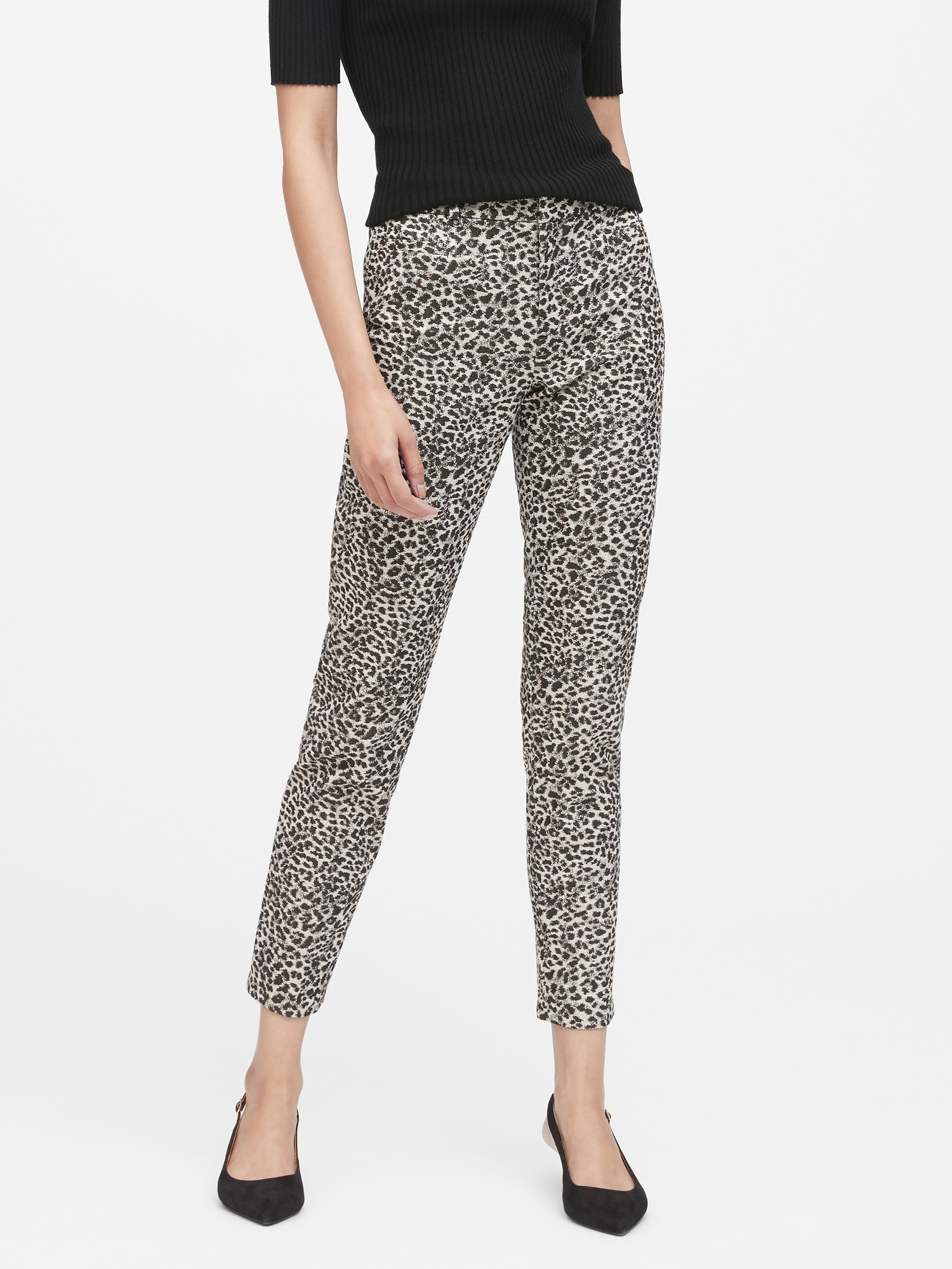 Modern Sloan Skinny-Fit Metallic Leopard Pant