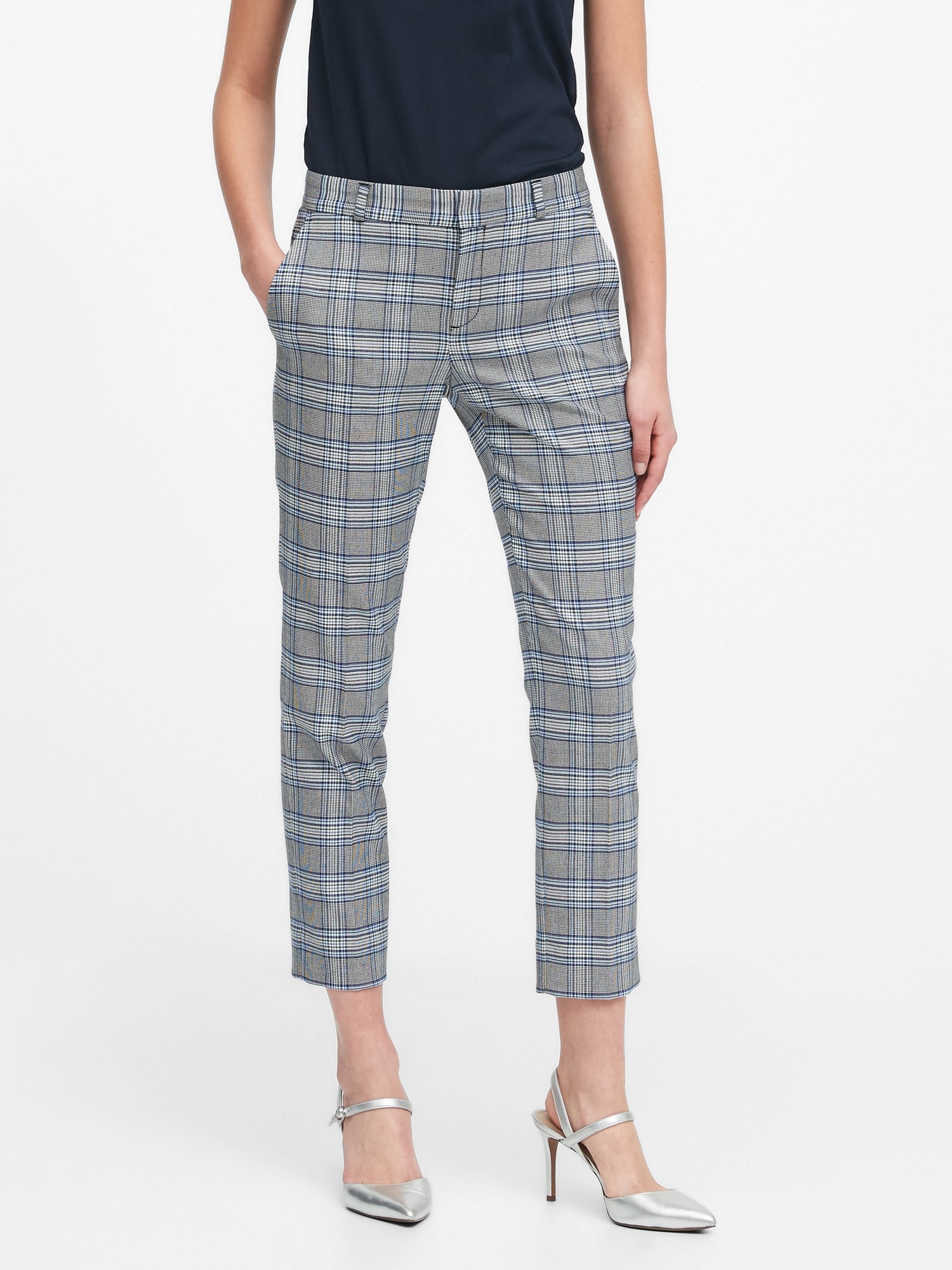 Avery Straight-Fit Plaid Ankle Pant