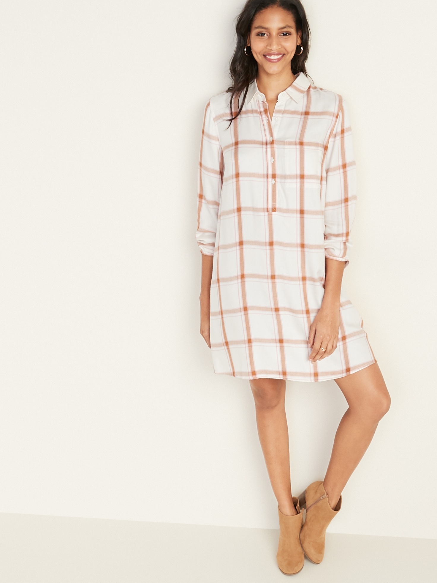 old navy plaid shirt dress