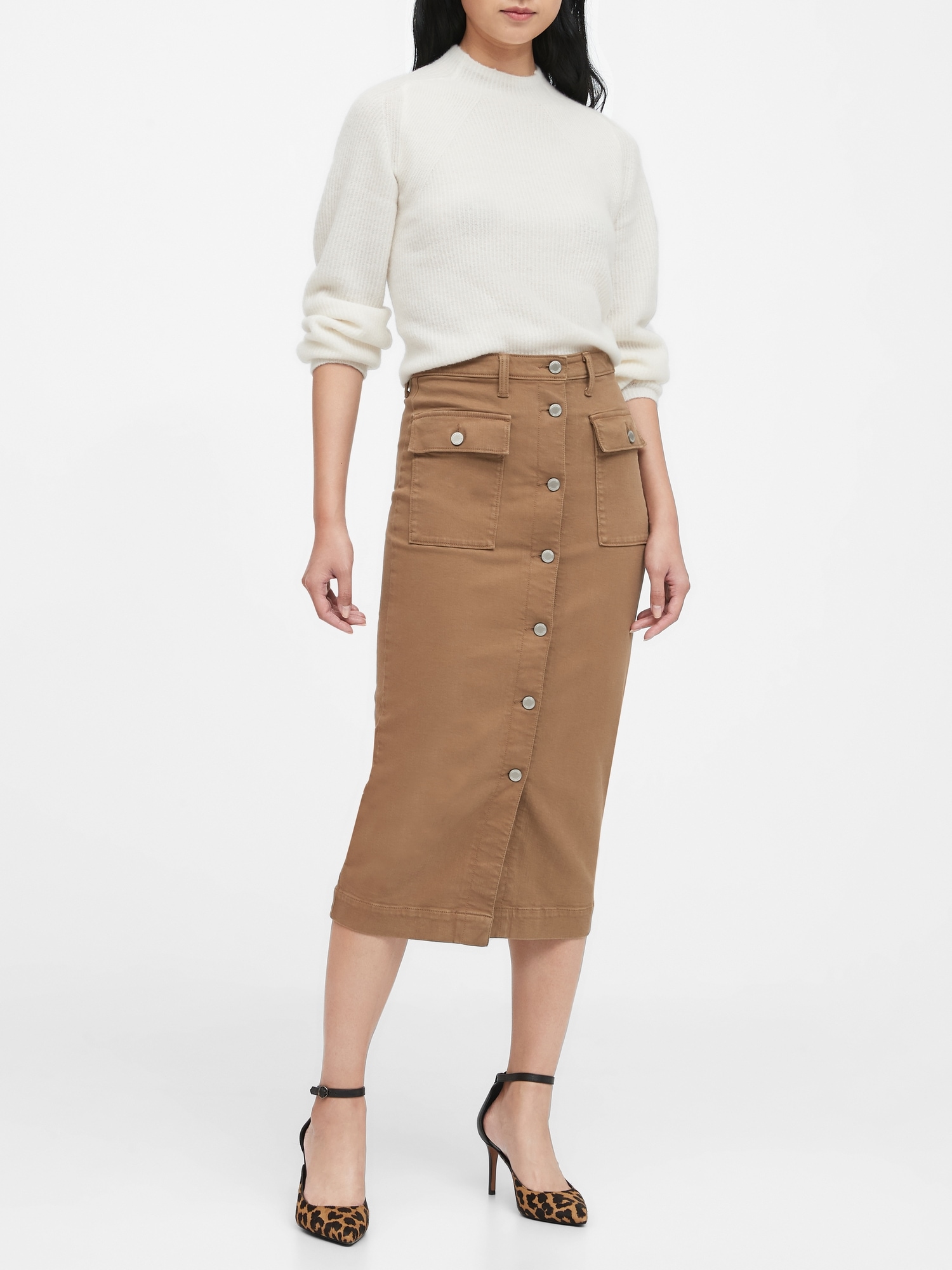 Women's Denim Cargo Midi Skirt | Women's Bottoms | Abercrombie.com