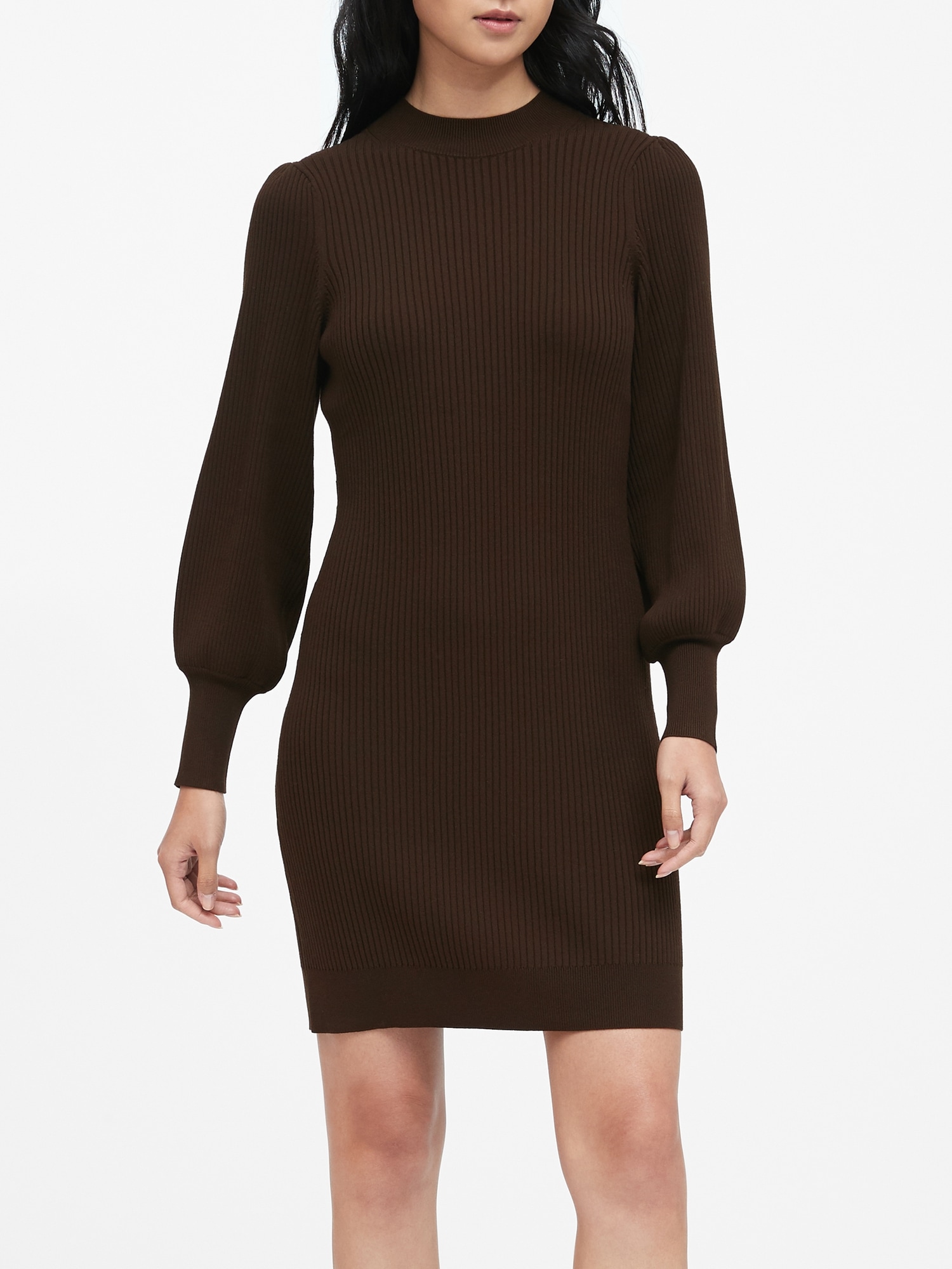 Puff-Sleeve Sweater Dress