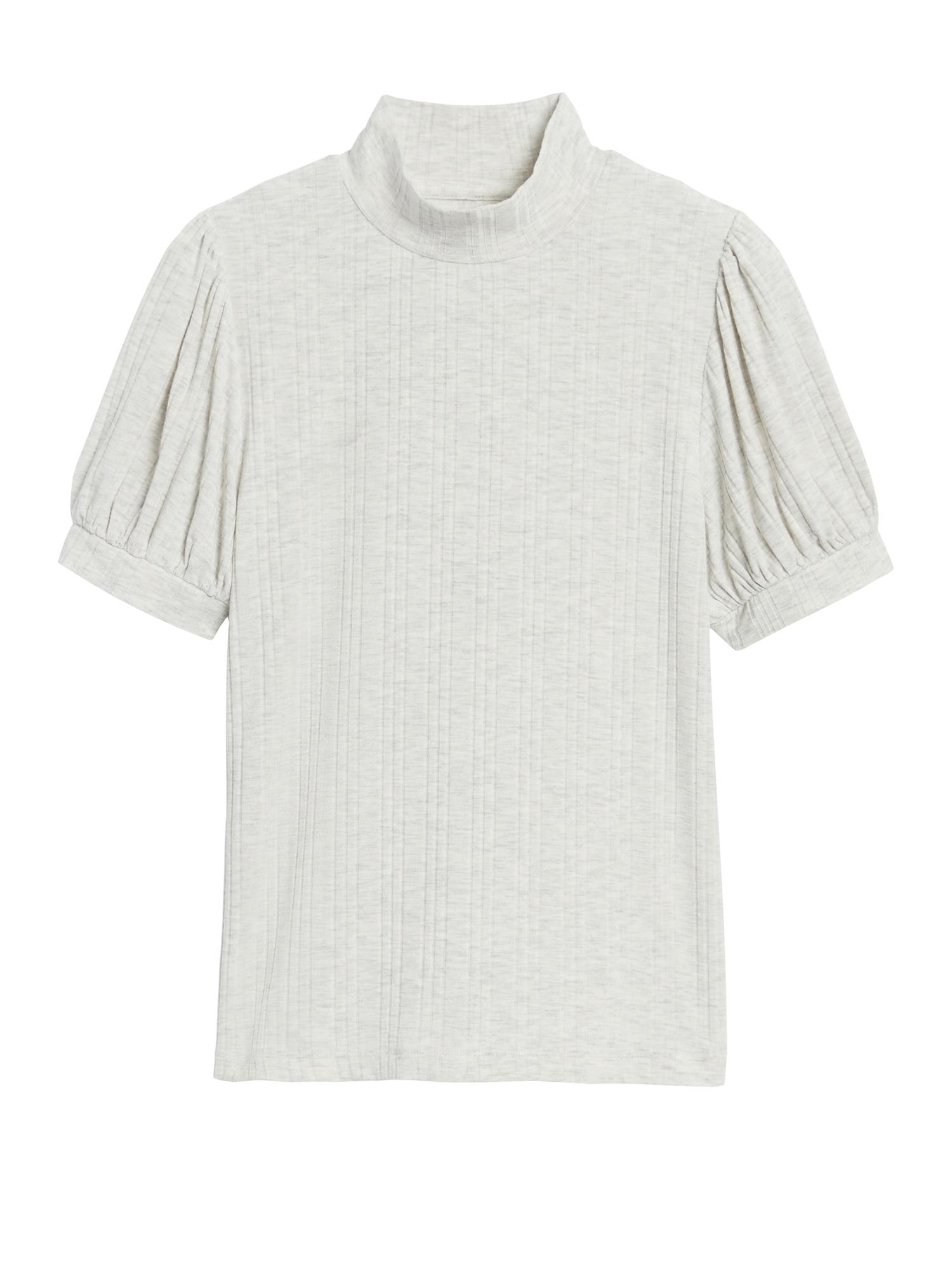 Ribbed Puff-Sleeve T-Shirt