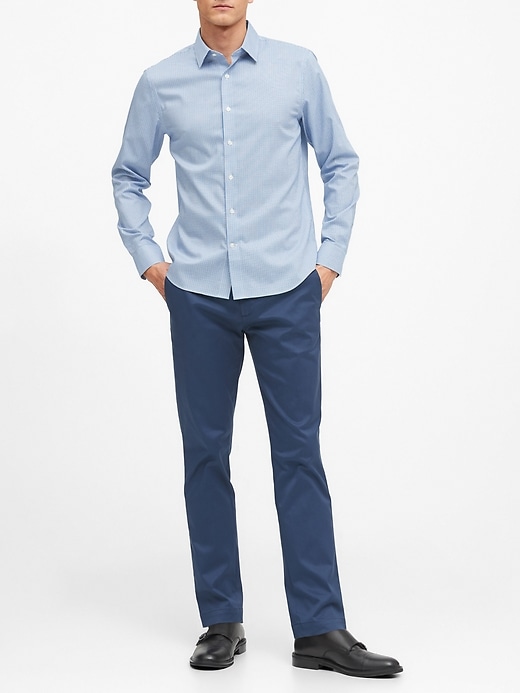 slim fit dress slacks Wrinkle-Free Dress Shirt Light Blue | For Occasions When You Can't Untuck main image 1