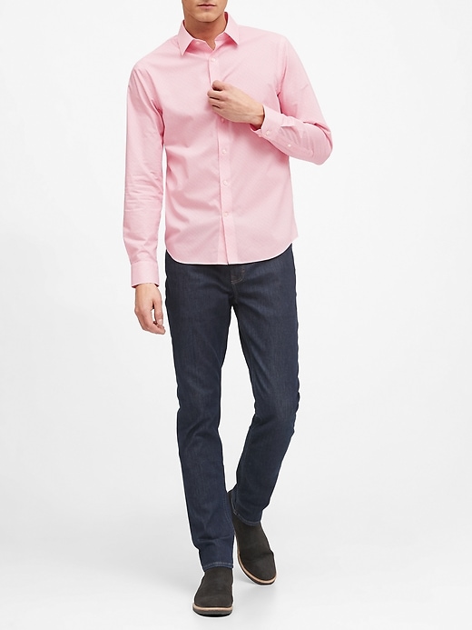 slim fit dress slacks Non-Iron Cotton Solid Dress Shirt with Contrast Trim main image 1