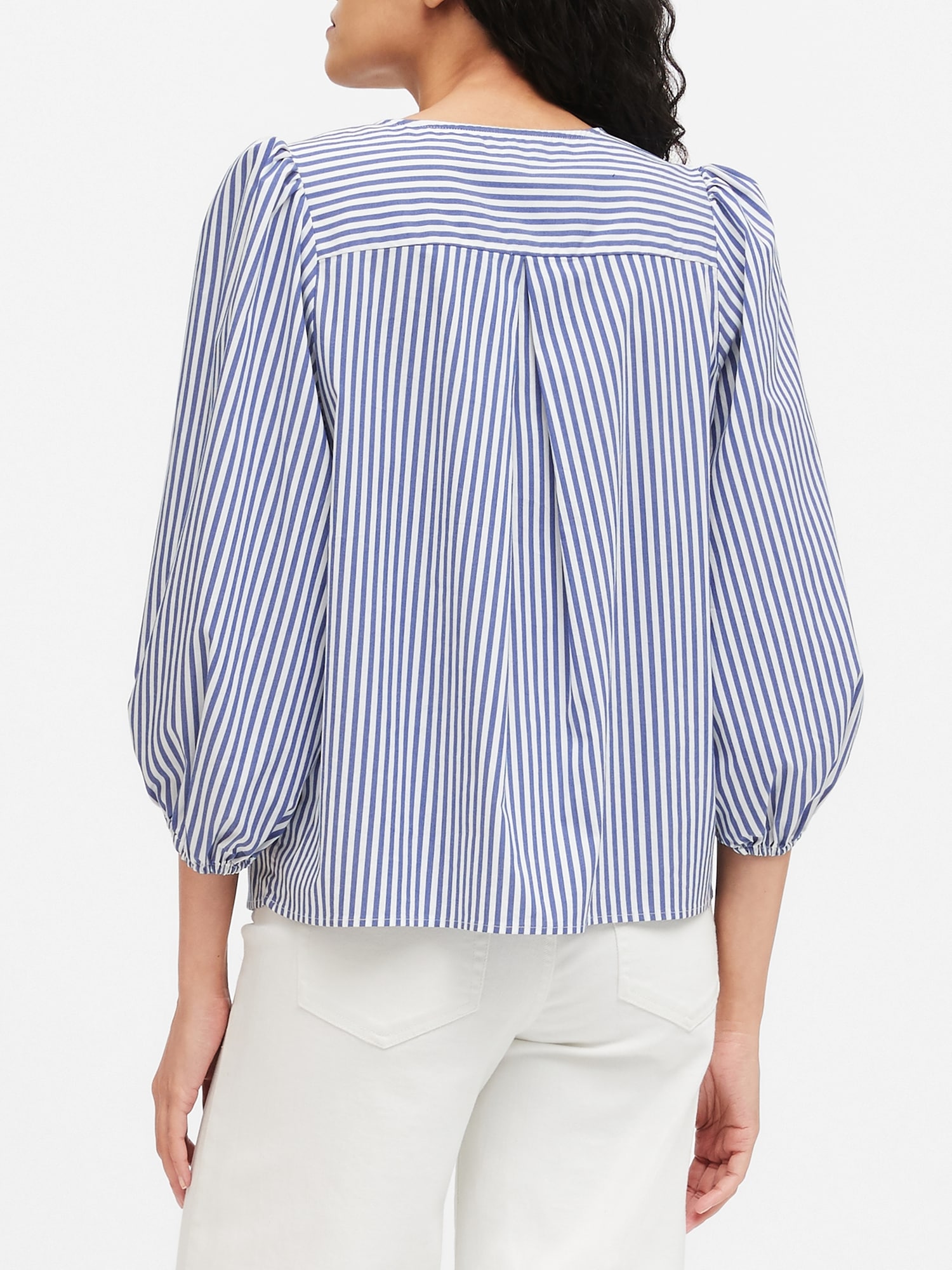 Poplin Puff-Sleeve Blouse