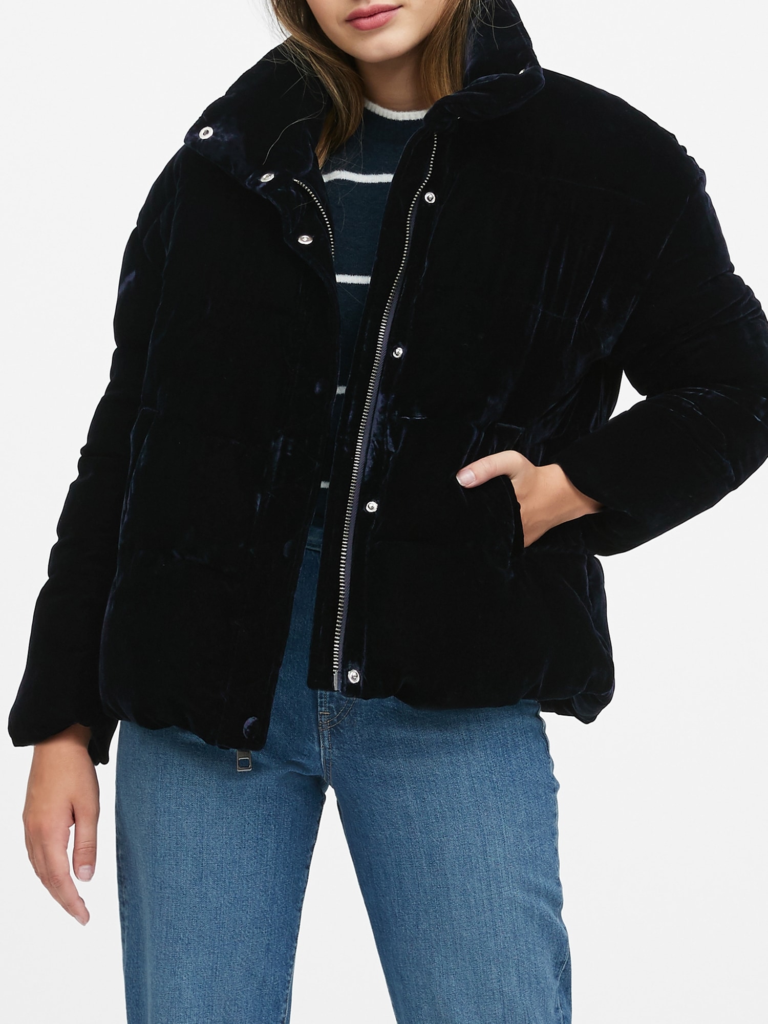 Black Crop Boxy Puffer Jacket