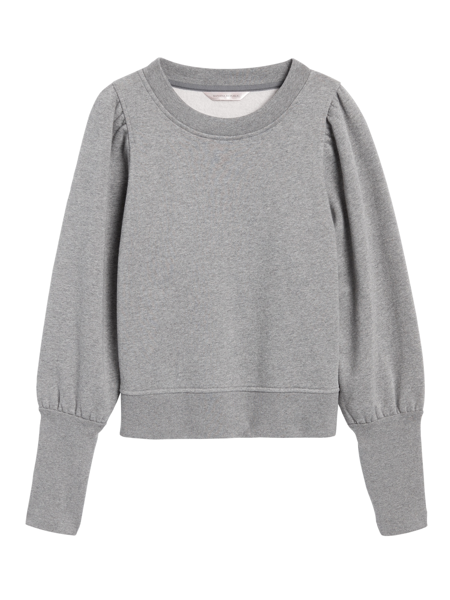 Petite Cropped Puff-Sleeve Sweatshirt