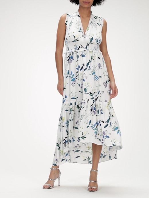 soft satin maxi dress banana republic Stretch-Satin Ruched Maxi Dress