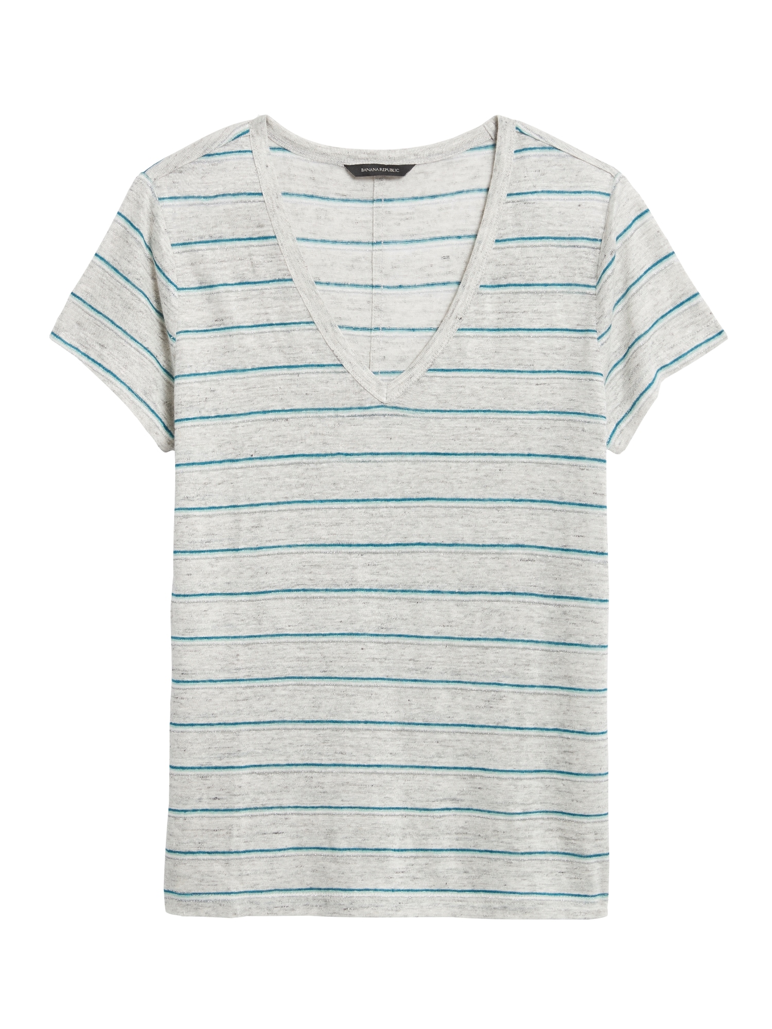 Stripe Linen V-Neck T-Shirt