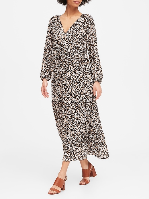 Banana Republic Leopard Tiered Maxi Dress. 1